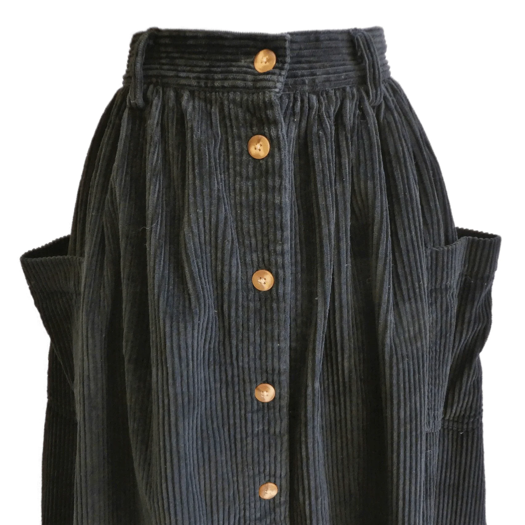 90s Black Corduroy Maxi Skirt Oversized Pockets By Eddie Bauer - Image 3