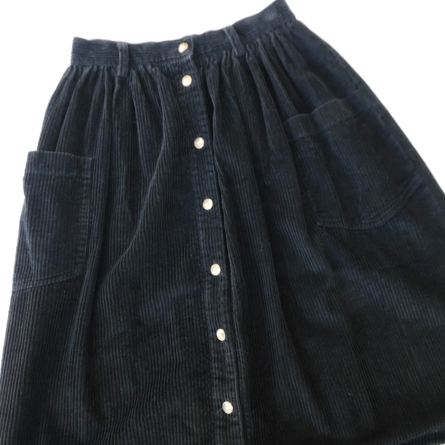 90s Black Corduroy Maxi Skirt Oversized Pockets By Eddie Bauer - Image 4
