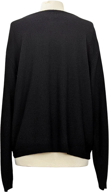 90s Black Cotton Blend Textured Knit Sweater By Princess Knitwear by Stephanie Schuster - Image 2