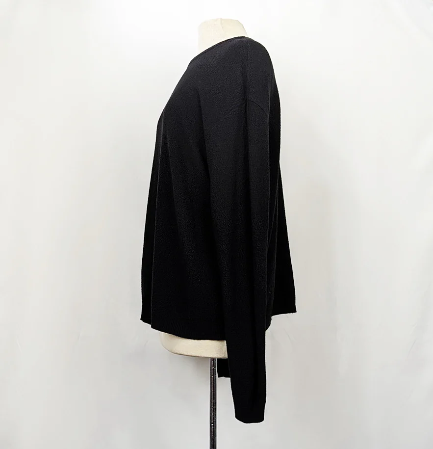 90s Black Cotton Blend Textured Knit Sweater By Princess Knitwear by Stephanie Schuster - Image 4