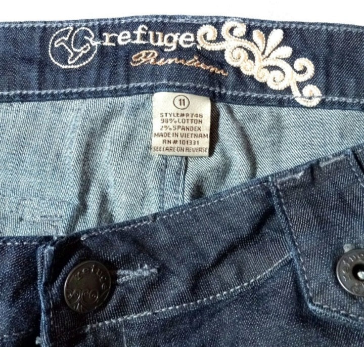 90s Black Cotton Spandex Wide Leg, Low Rider Jeans By Refuge Premium - Image 4
