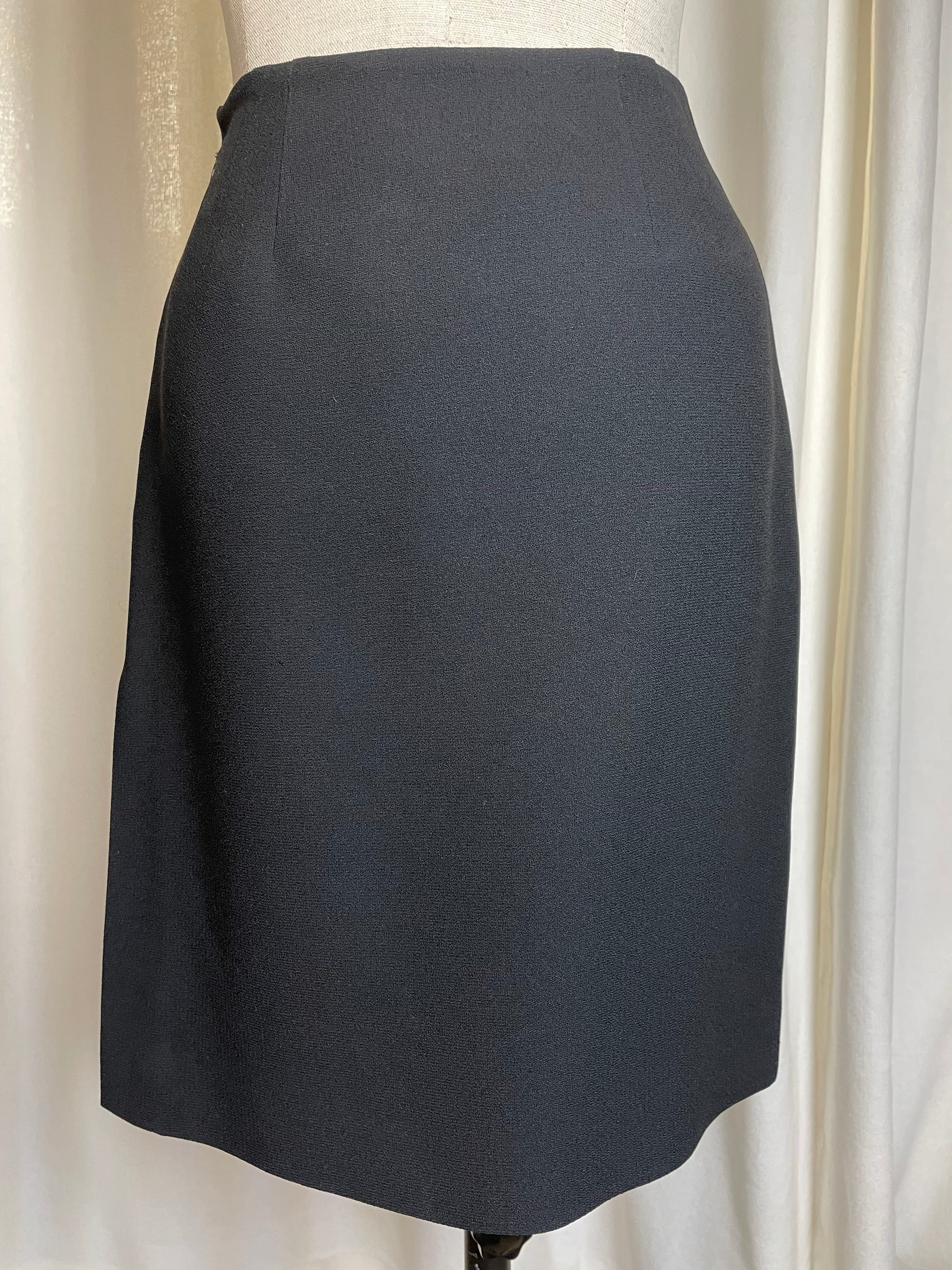 90s Black Crepe Knee-length Skirt Suit By bebe - Image 11