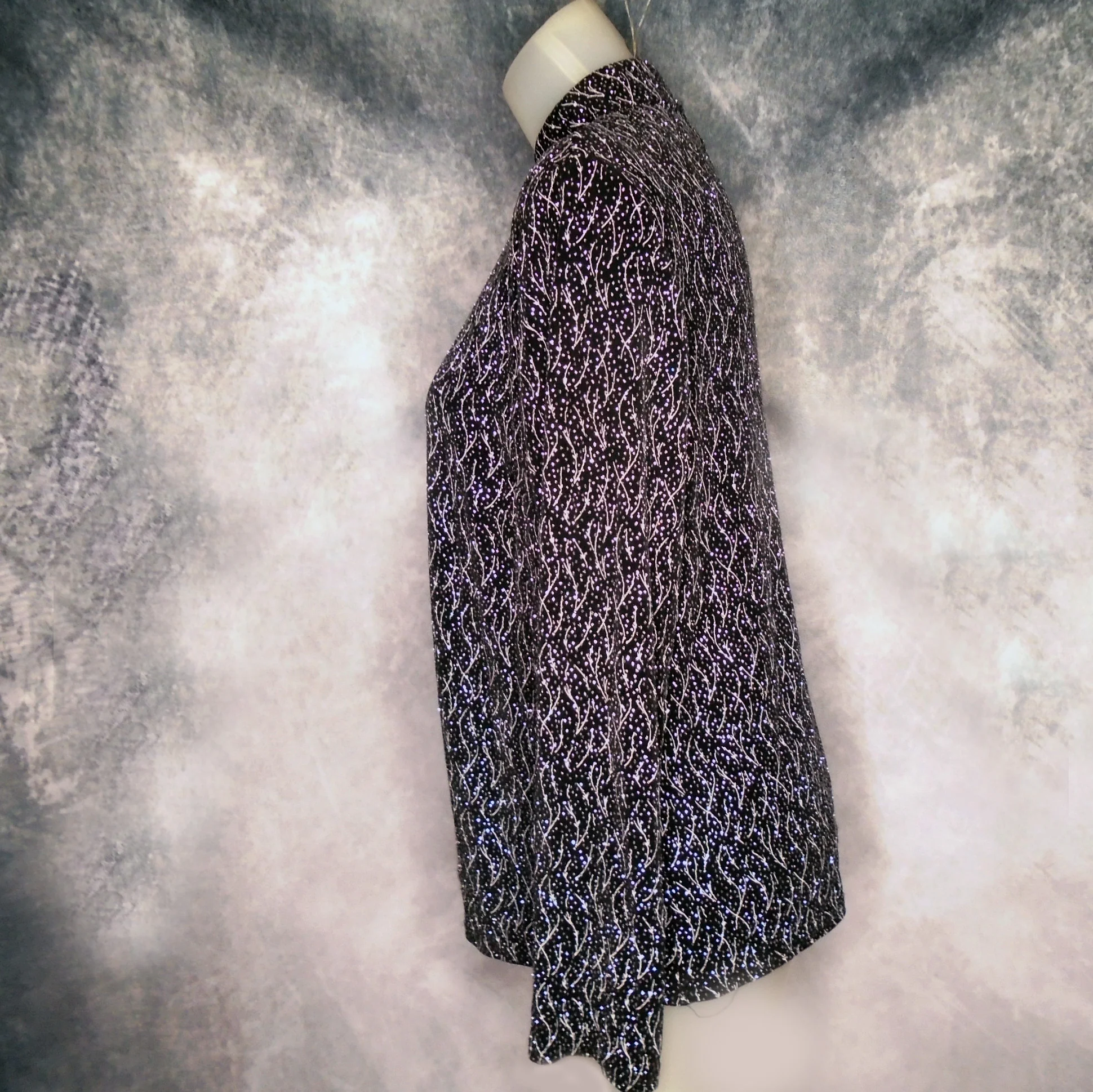 90s Black Evening Jacket Cardigan Silver Sparkle By Onyx Nite - Image 6