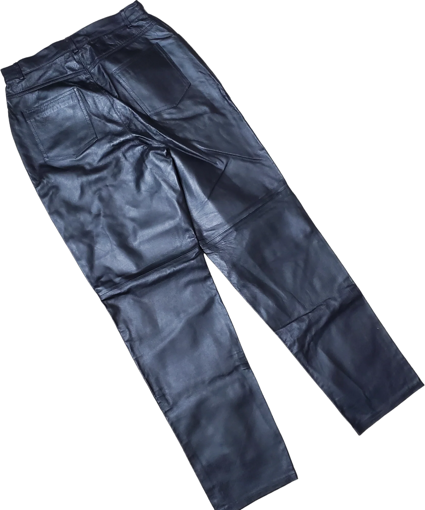 90s Black Genuine Leather Straight Leg High Rise Pants By Tower Hill - Image 2