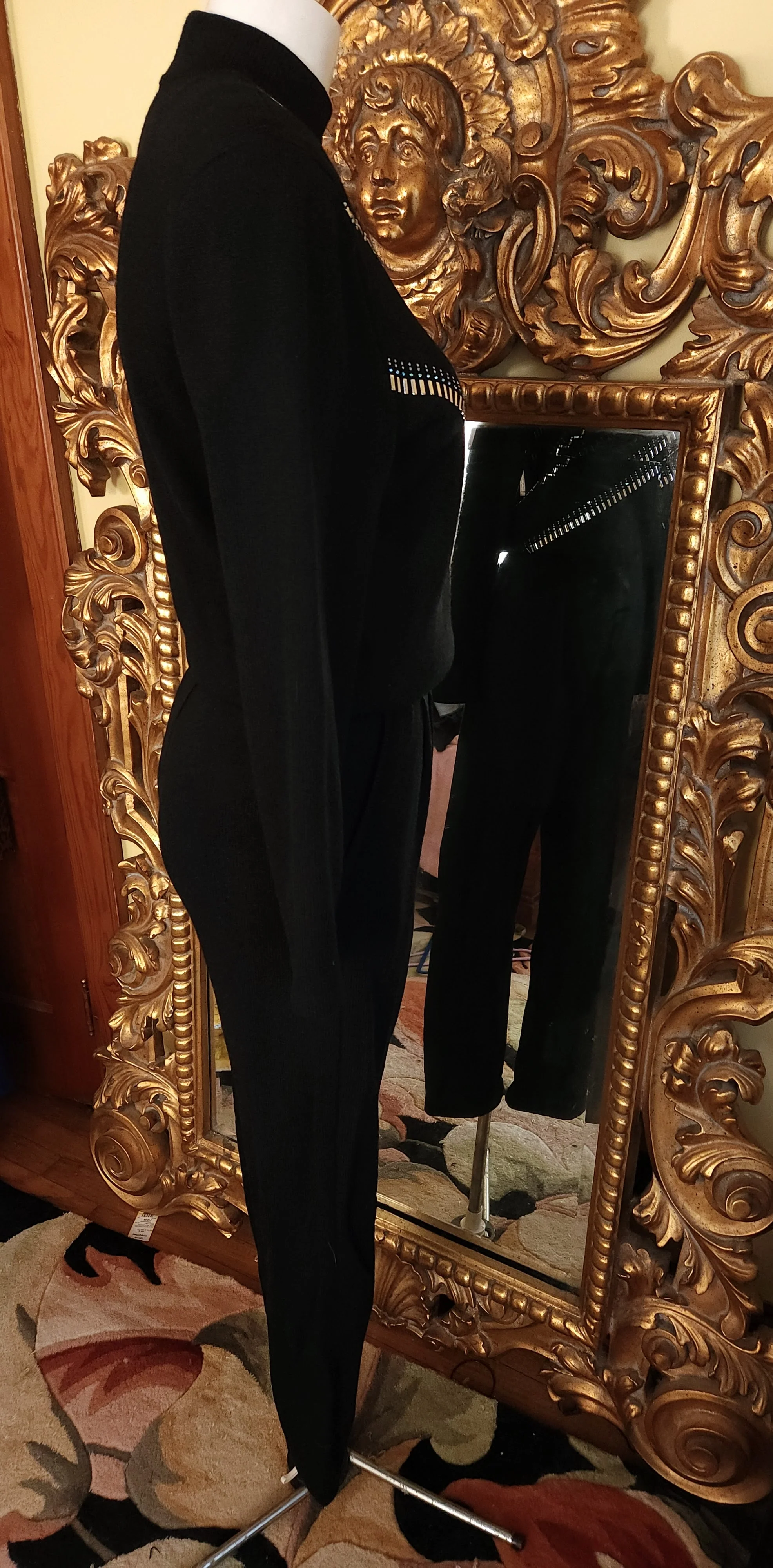 90s Black Knit Jumpsuit With Silver Studs By The Michael Collection - Image 4
