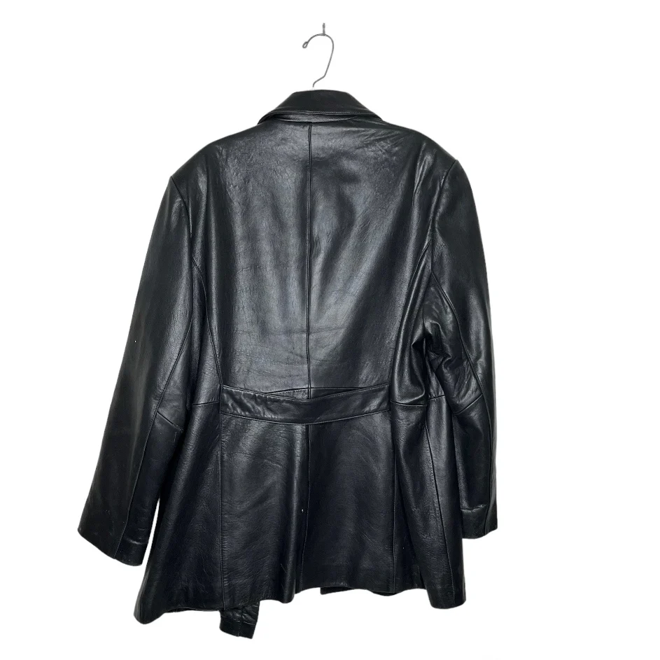 90s Black Leather Coat Zip Front Lined Buttery Soft L By Anne Klein - Image 6