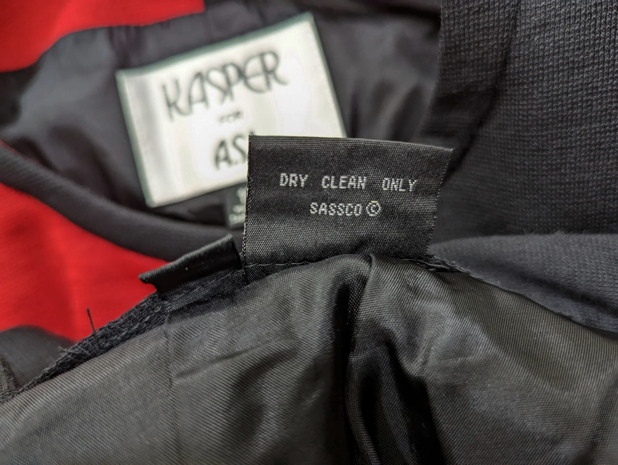 90s Black Red Colorblock Wool Skirt Suit By Kasper - Image 10