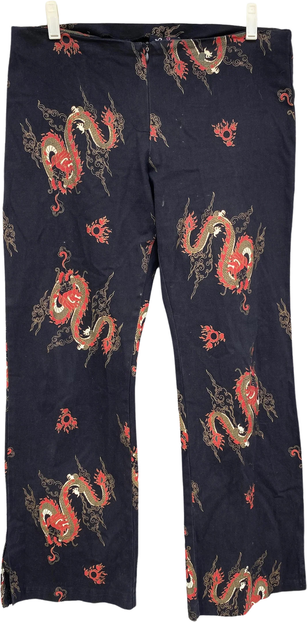 90s Black Red Gold Dragon Pants Cotton Spandex Rad By Younity