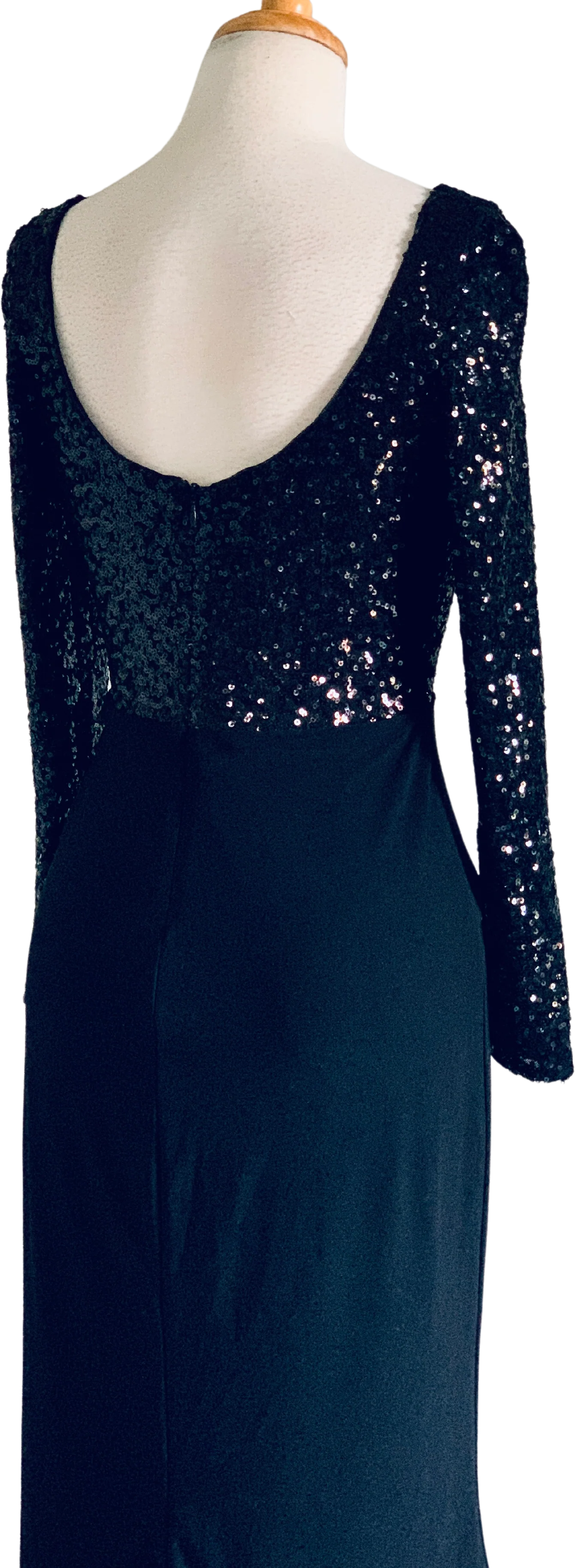 90s Black Sequin Evening Dress By Ralph Lauren Evening - Image 2