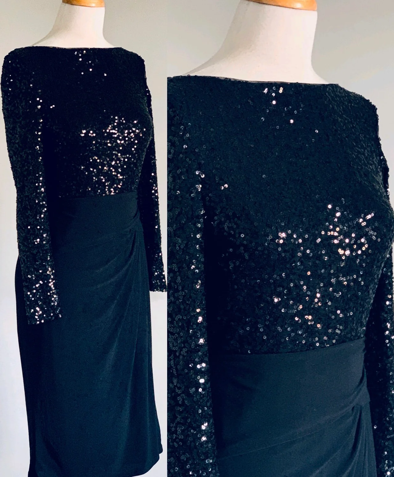 90s Black Sequin Evening Dress By Ralph Lauren Evening - Image 5