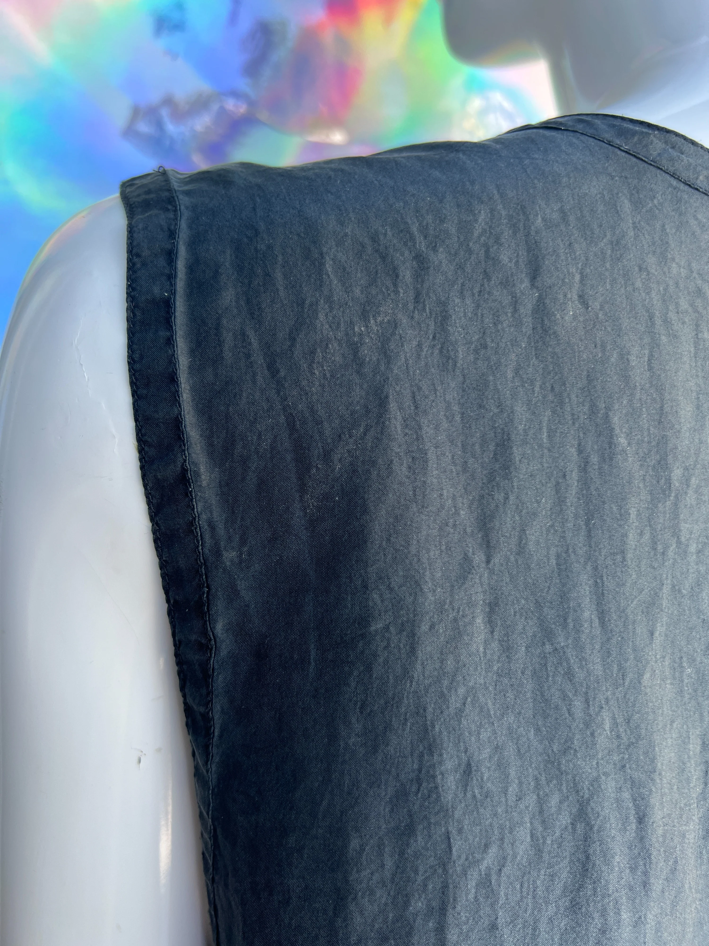 90s Black Silk Sleeveless Button Up  by Clio - Image 6