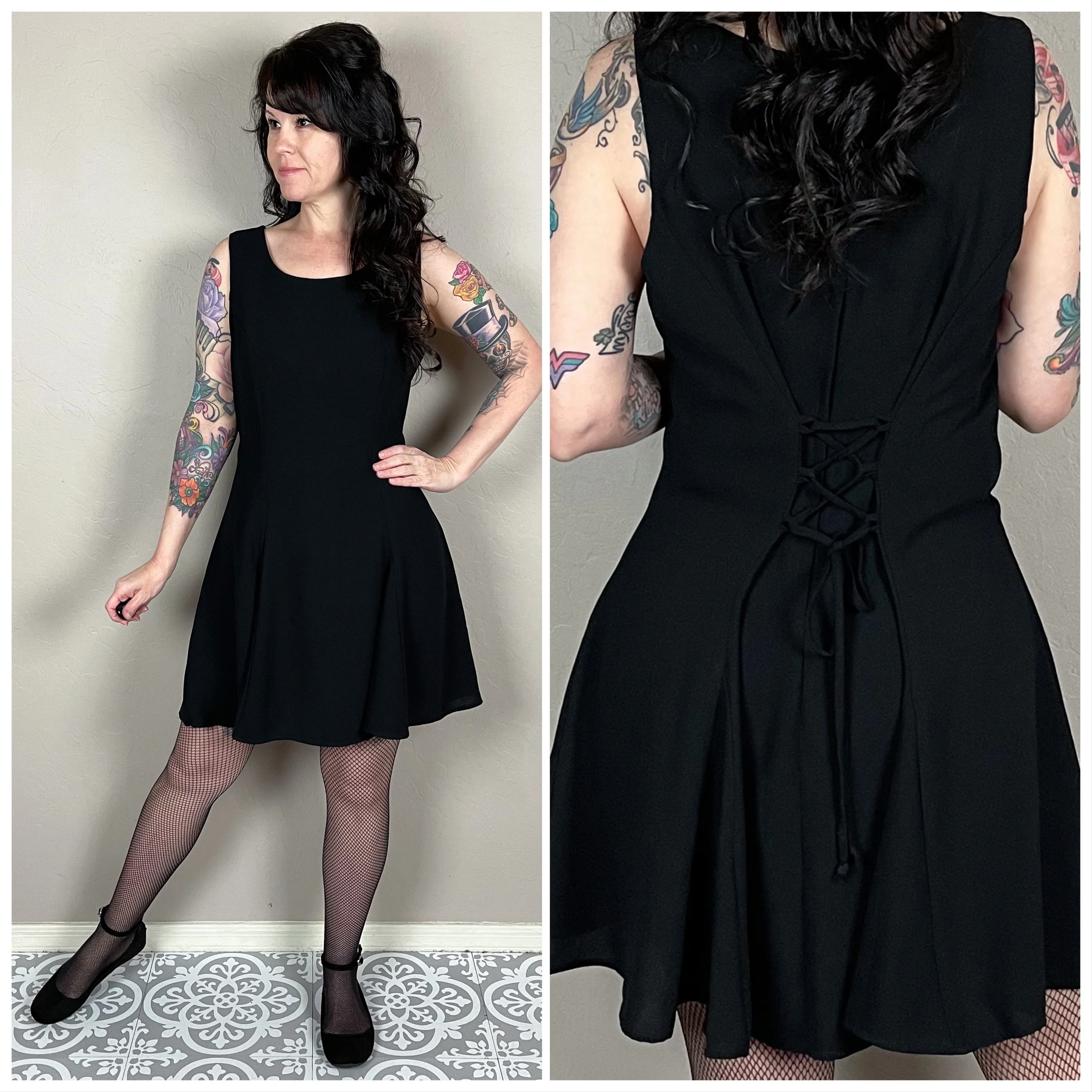90s Black Sleeveless Corset Skater Mini Dress By Dress by Choice - Image 2