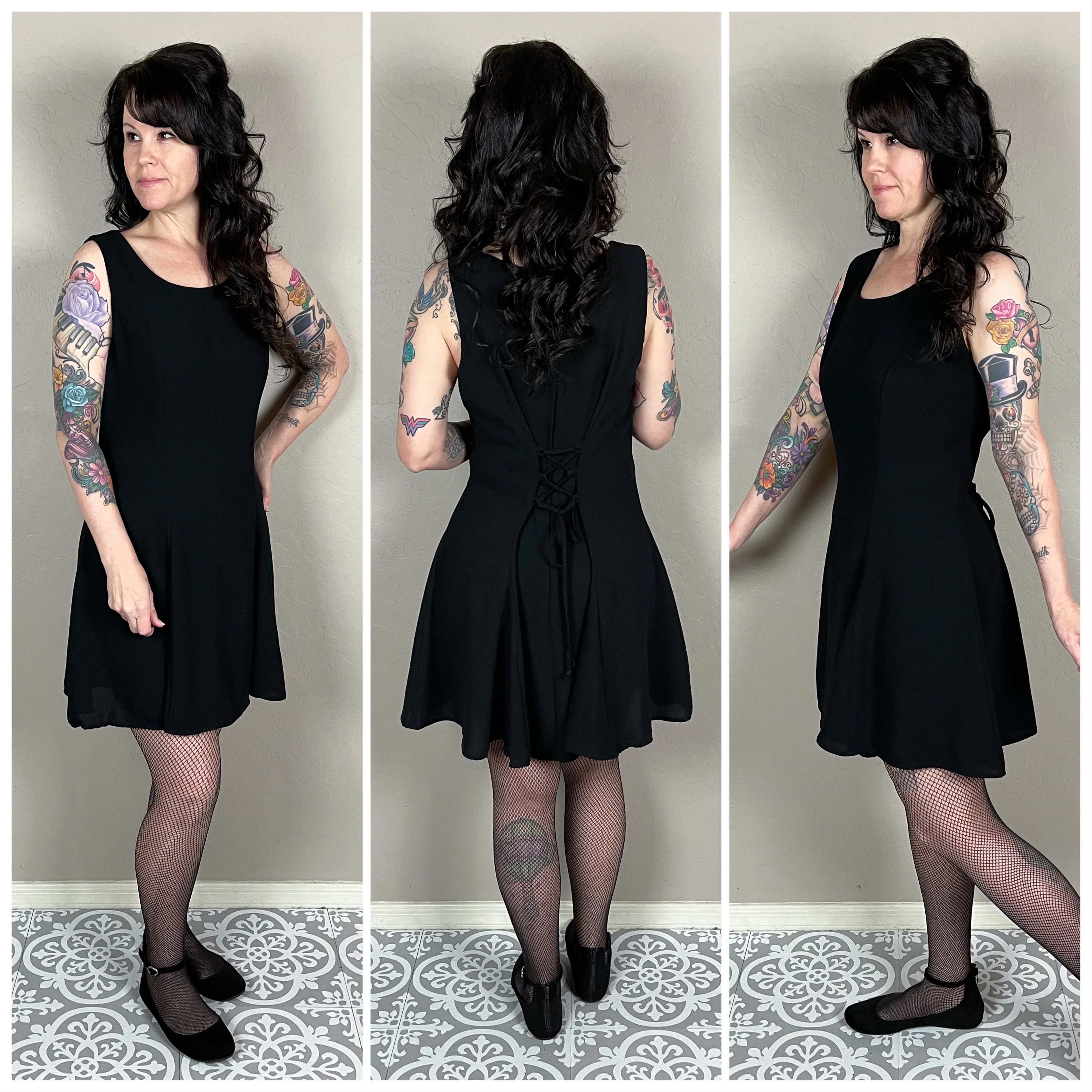 90s Black Sleeveless Corset Skater Mini Dress By Dress by Choice - Image 3