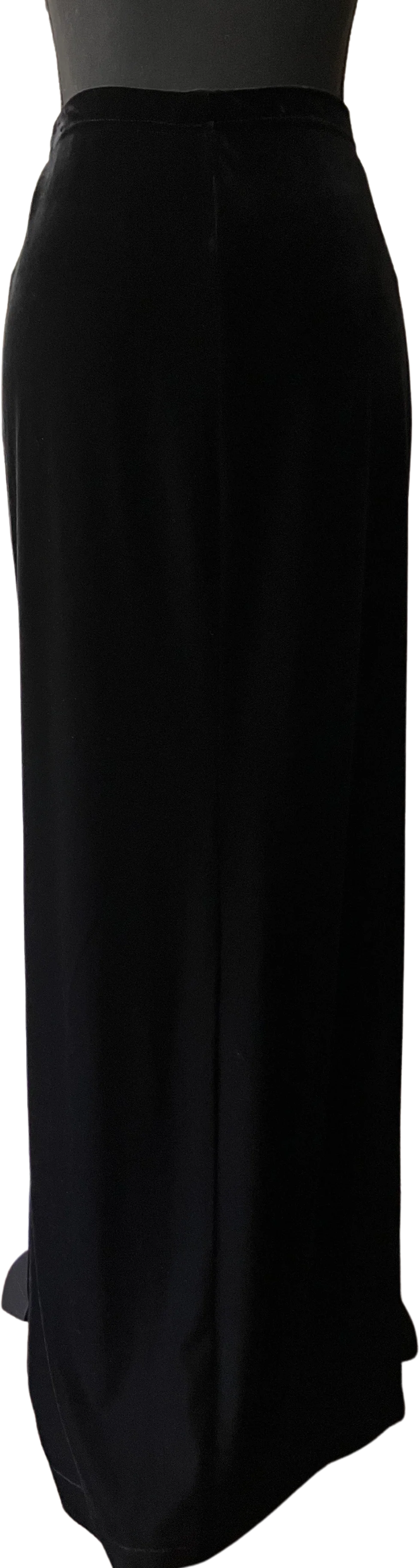 90s Black Velvet Maxi Skirt With High Side Slits By T by Tadashi - Image 2