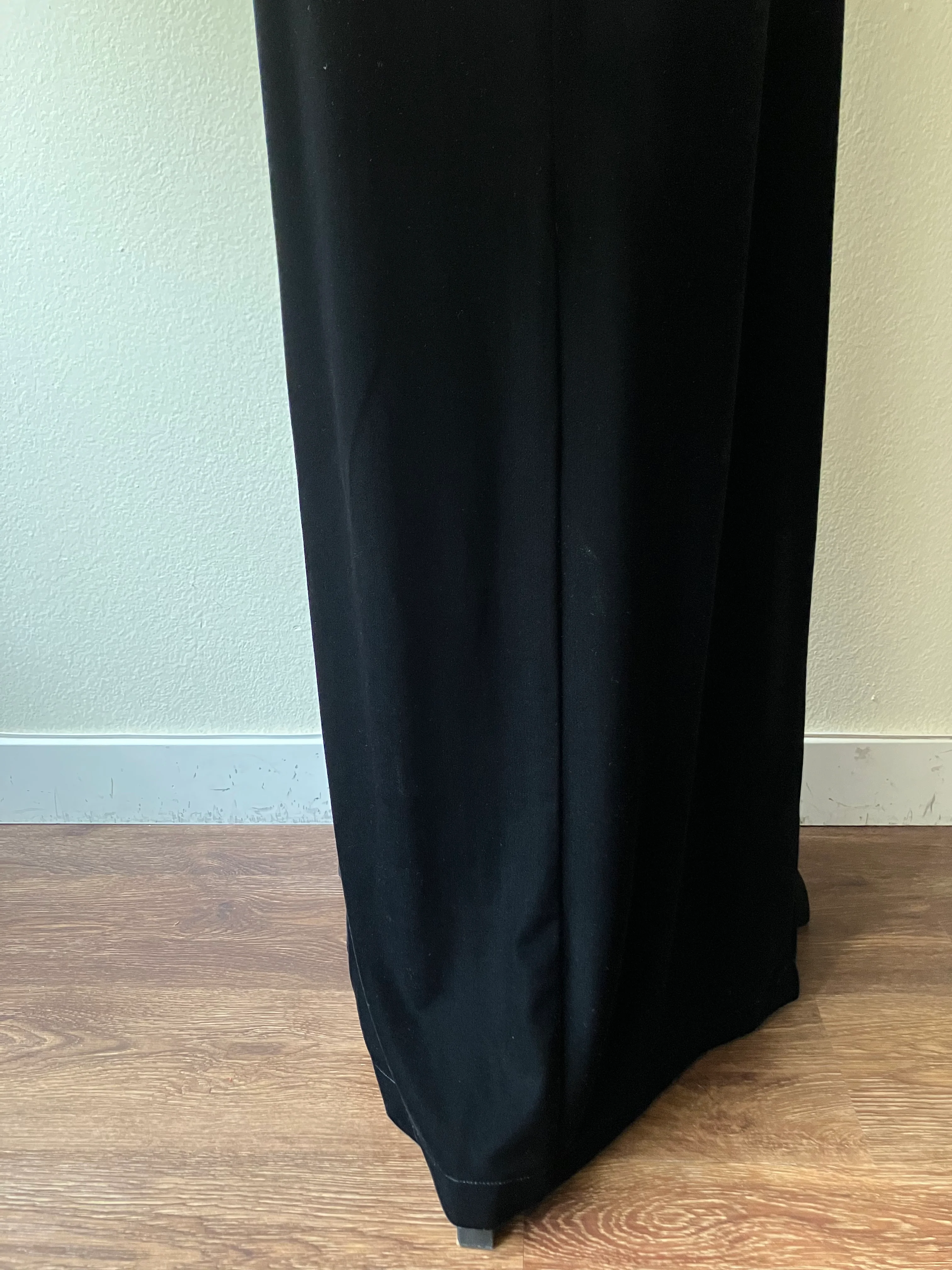 90s Black Velvet Maxi Skirt With High Side Slits By T by Tadashi - Image 6