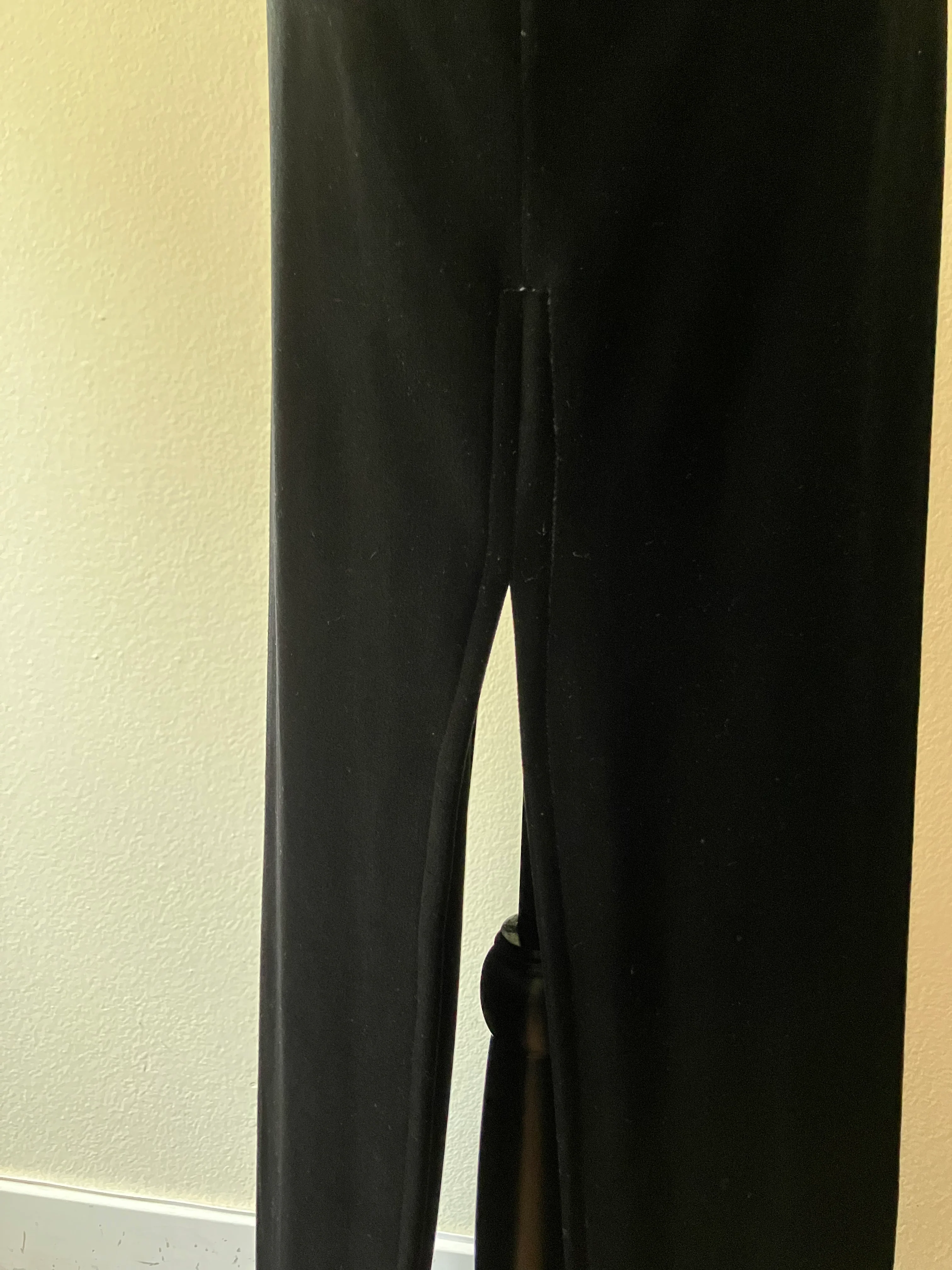 90s Black Velvet Maxi Skirt With High Side Slits By T by Tadashi - Image 9