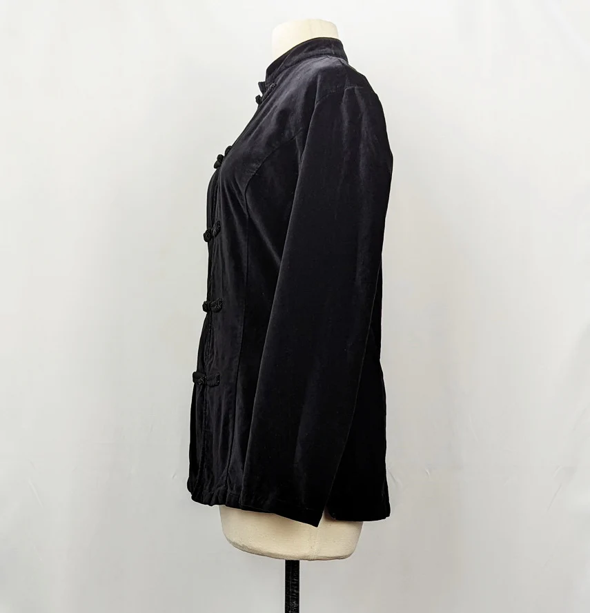90s Black Velvet Stand Collar Jacket By Merona - Image 6