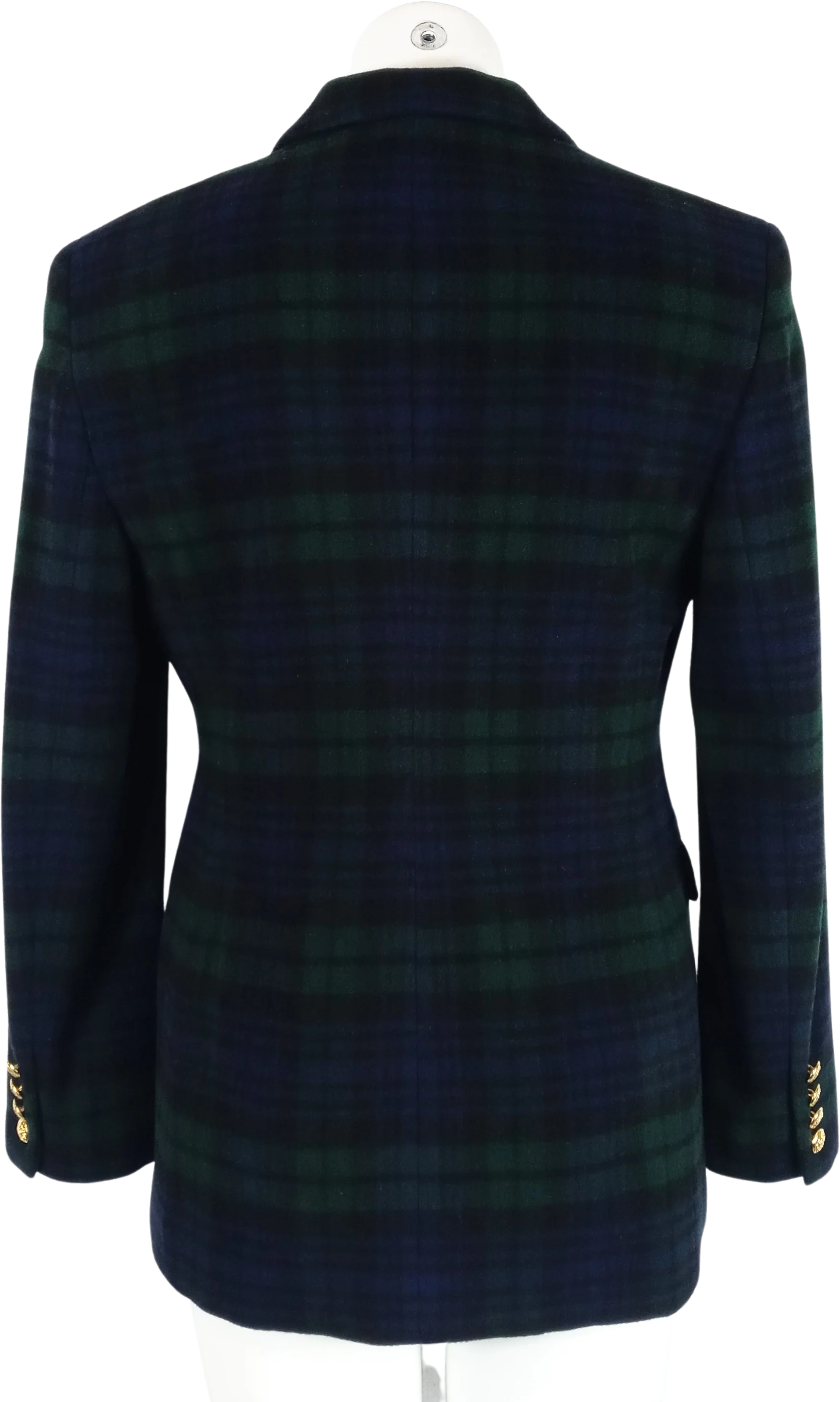 90s Black Watch Plaid Crest Pocket Cashmere Blazer By Ralph Lauren - Image 2