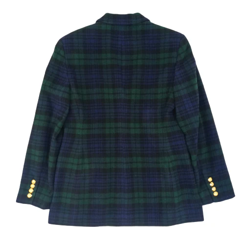 90s Black Watch Plaid Crest Pocket Cashmere Blazer By Ralph Lauren - Image 9