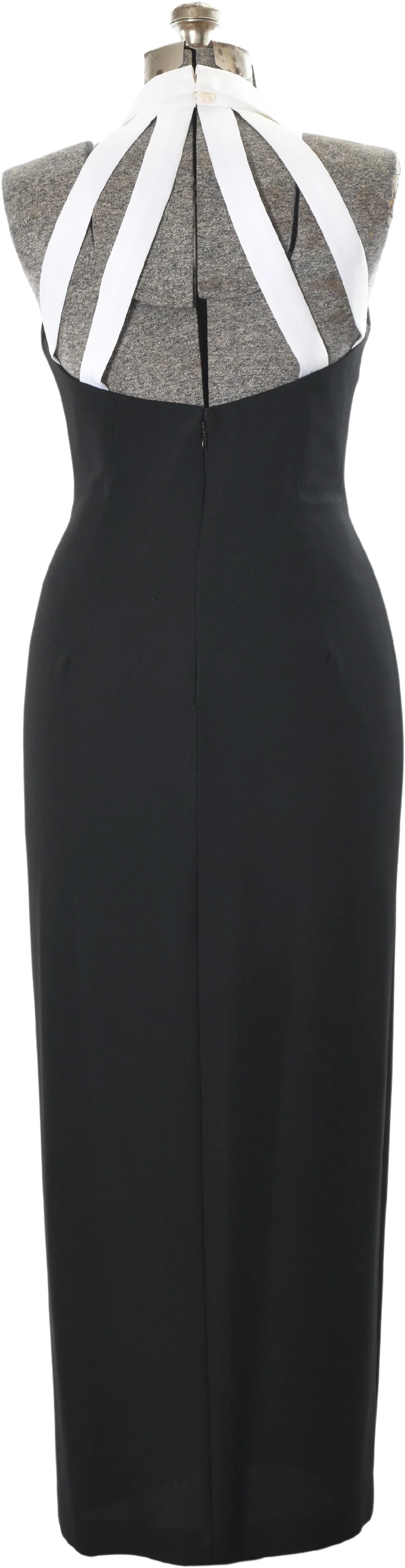 90s Black White Wide Satin Tuxedo Lapel Black Tie Gown By Tonight - Image 2