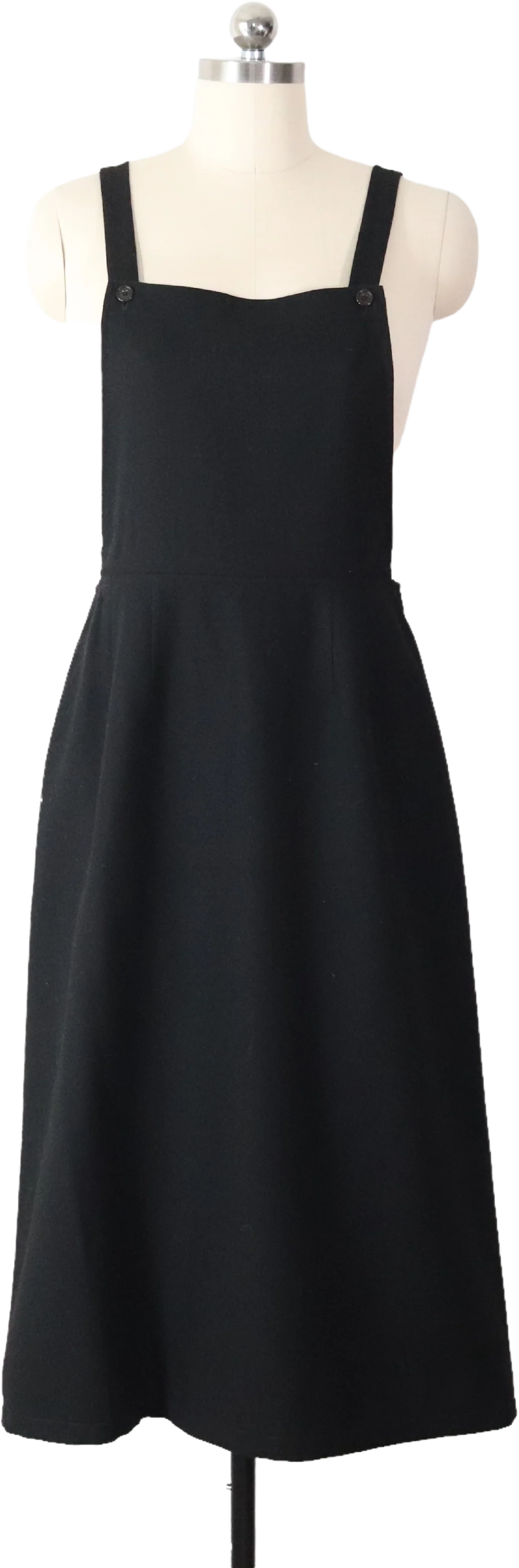 90s Black Wool Overall Jumper Pinafore Dress By Harvé Benard