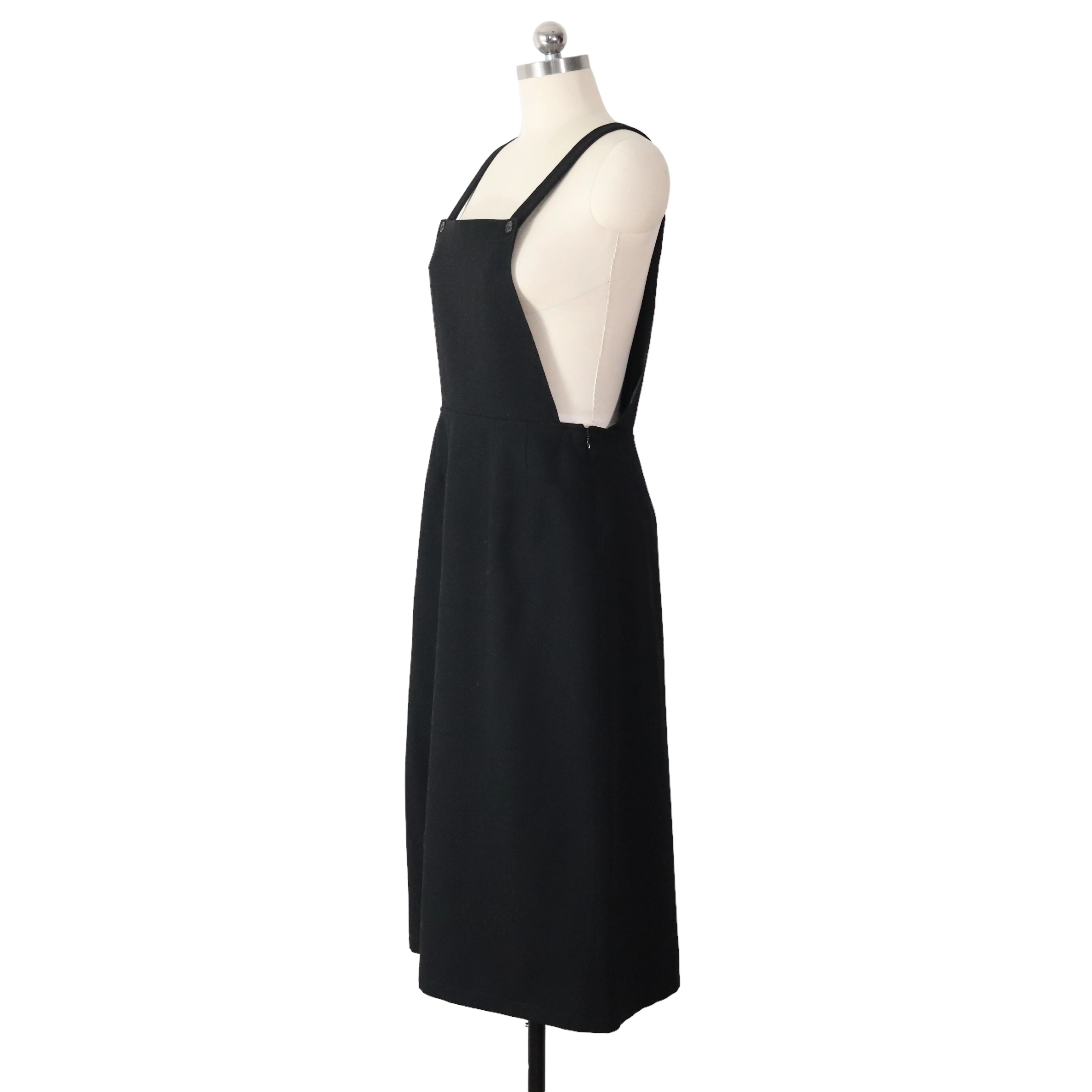 90s Black Wool Overall Jumper Pinafore Dress By Harvé Benard - Image 4