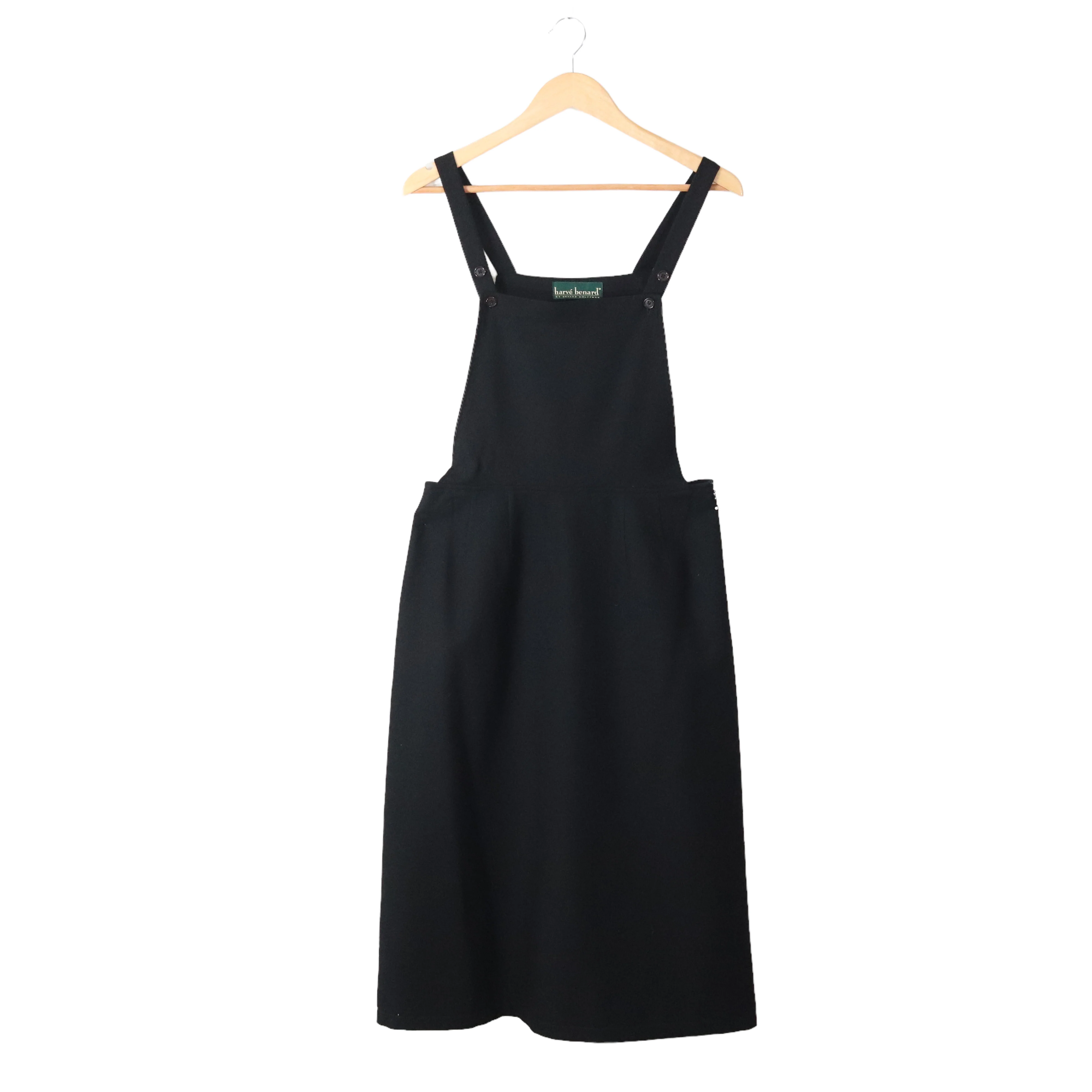 90s Black Wool Overall Jumper Pinafore Dress By Harvé Benard - Image 6
