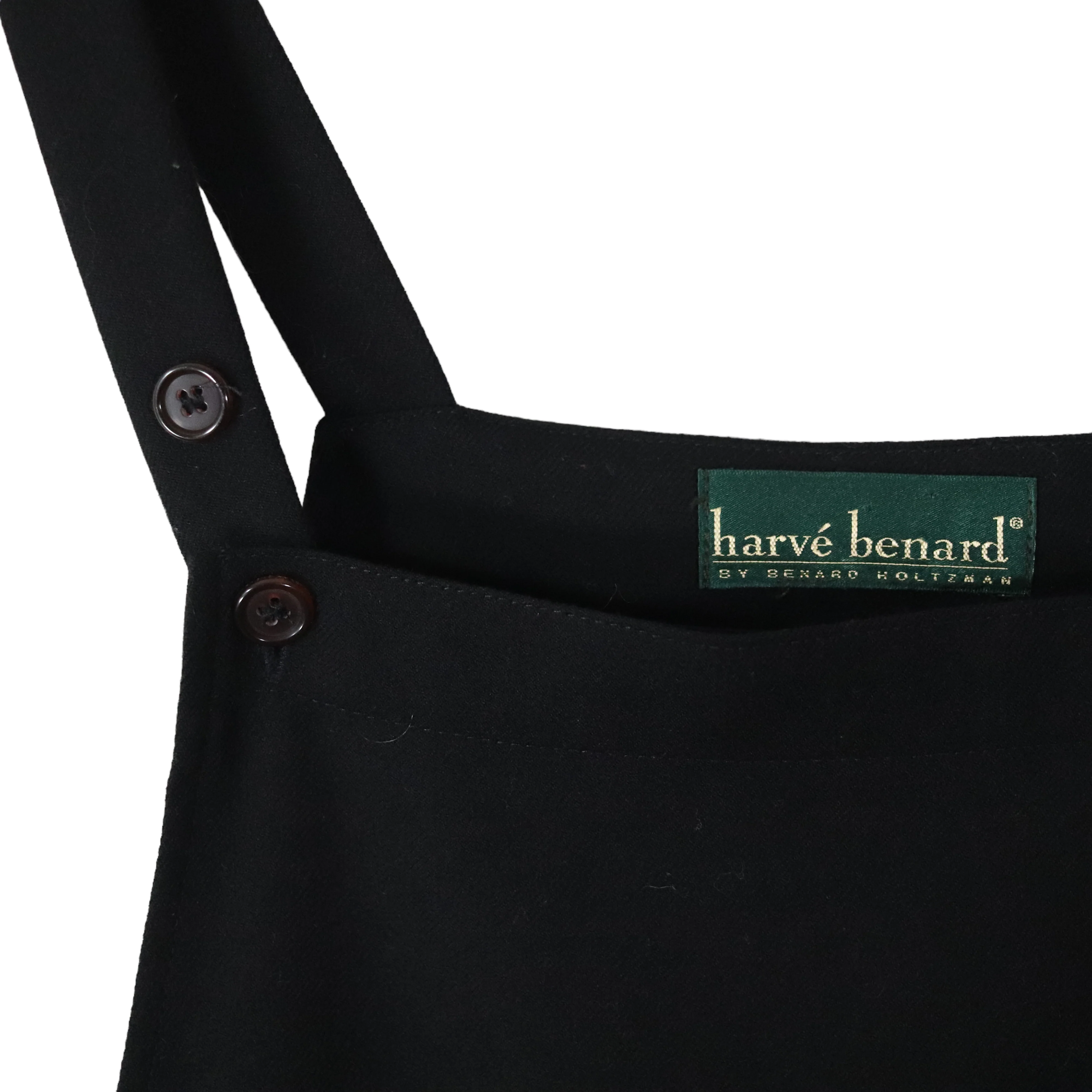 90s Black Wool Overall Jumper Pinafore Dress By Harvé Benard - Image 8