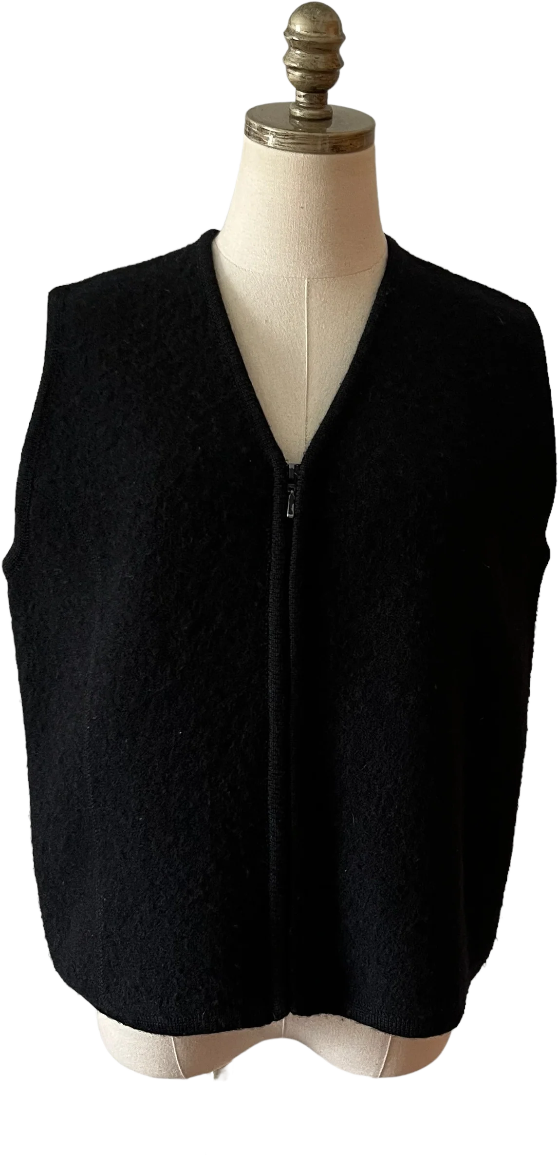 90s Black Wool Zip Up Vest
