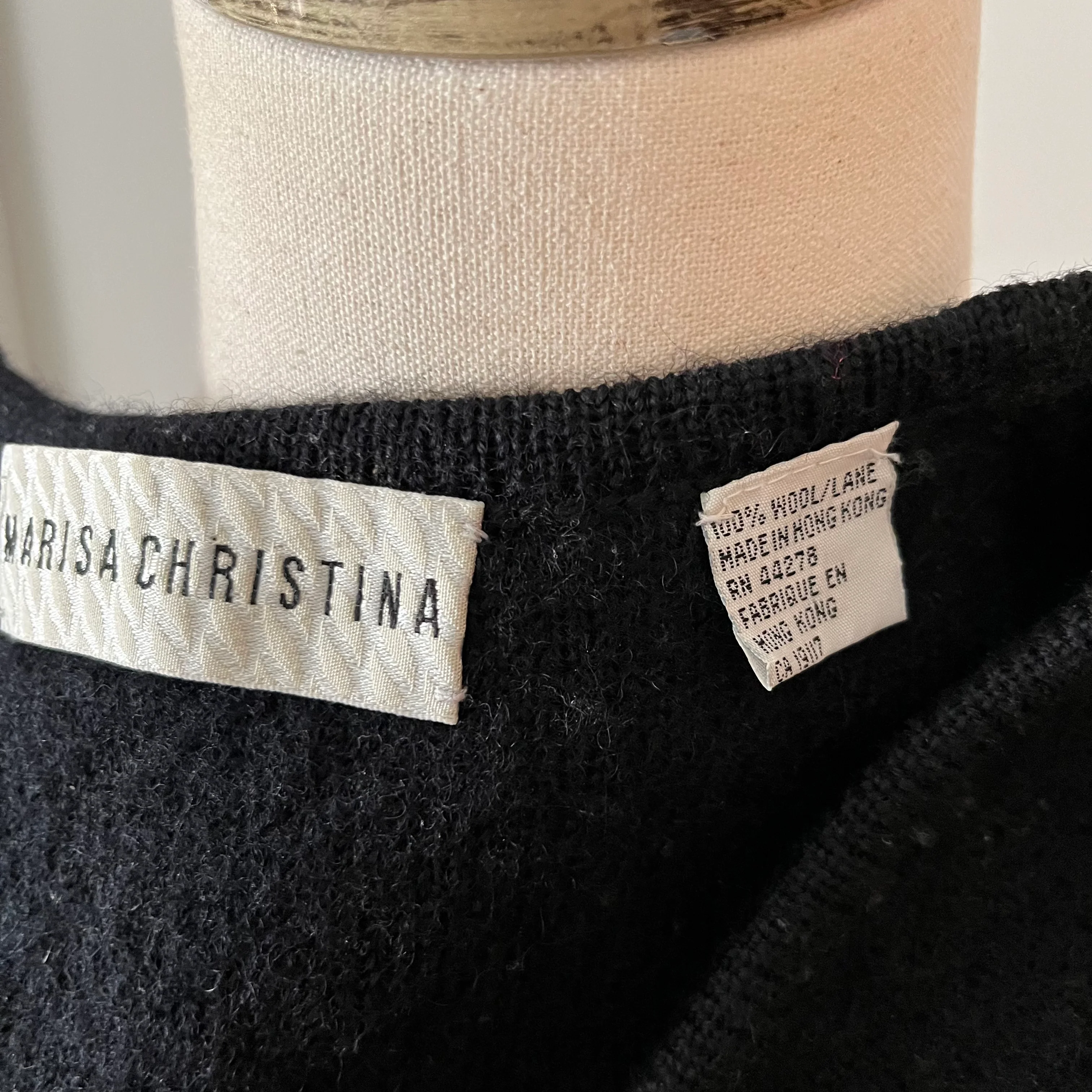 90s Black Wool Zip Up Vest - Image 4