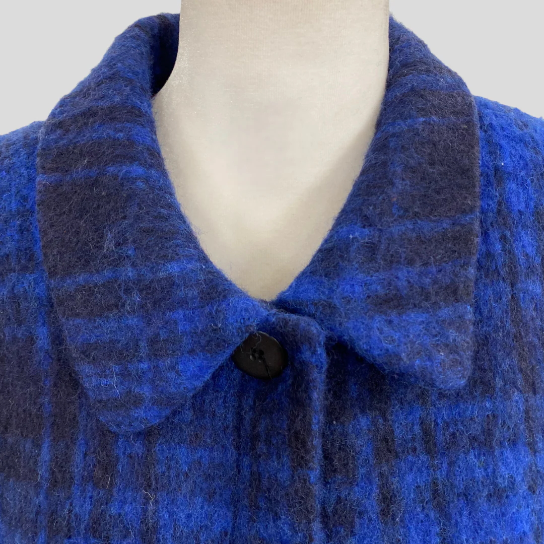 90s Blue And Black Plaid Jacket With Fringe By Elliott Lauren - Image 3