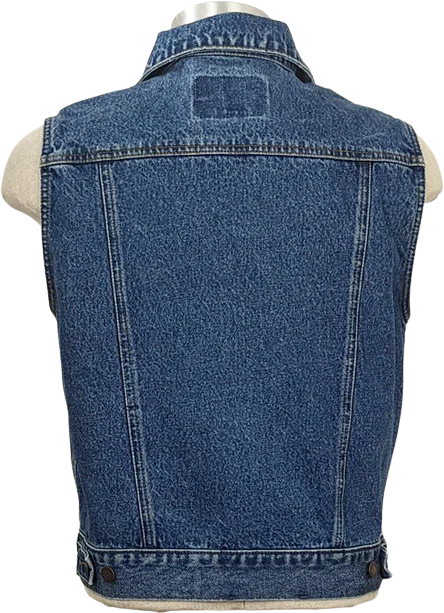 90s Blue Denim Trucker Button Front Vest By Gap - Image 2