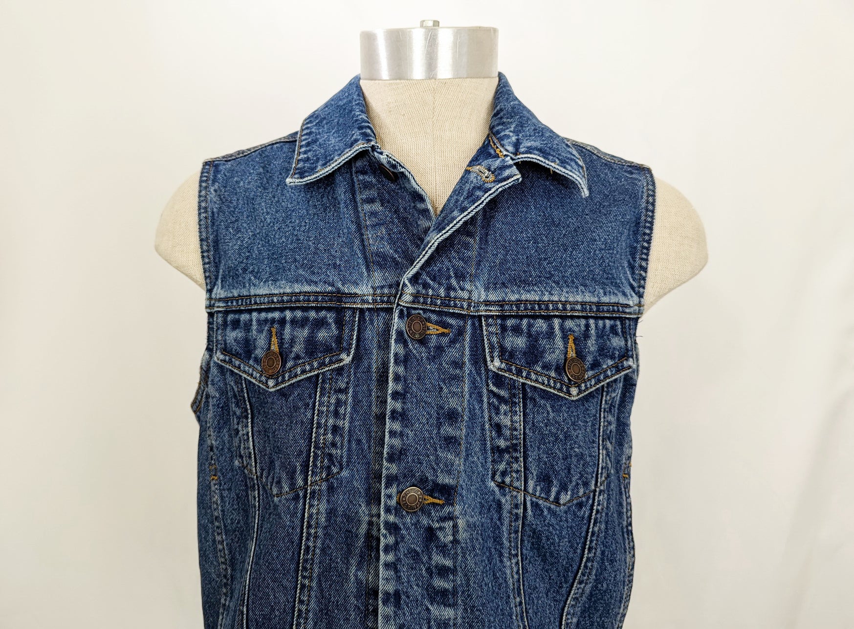 90s Blue Denim Trucker Button Front Vest By Gap - Image 3
