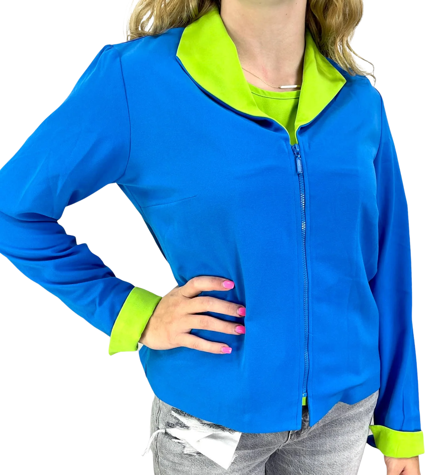 90s Blue Green Matching Shirt Jacket Set by Draper's & Damon's