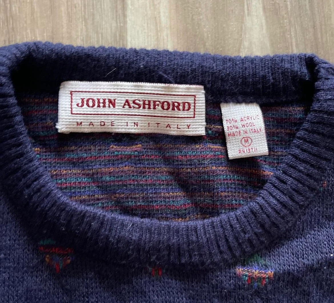 90s Blue Italian Knit Grandpa Sweater By John Ashford - Image 3