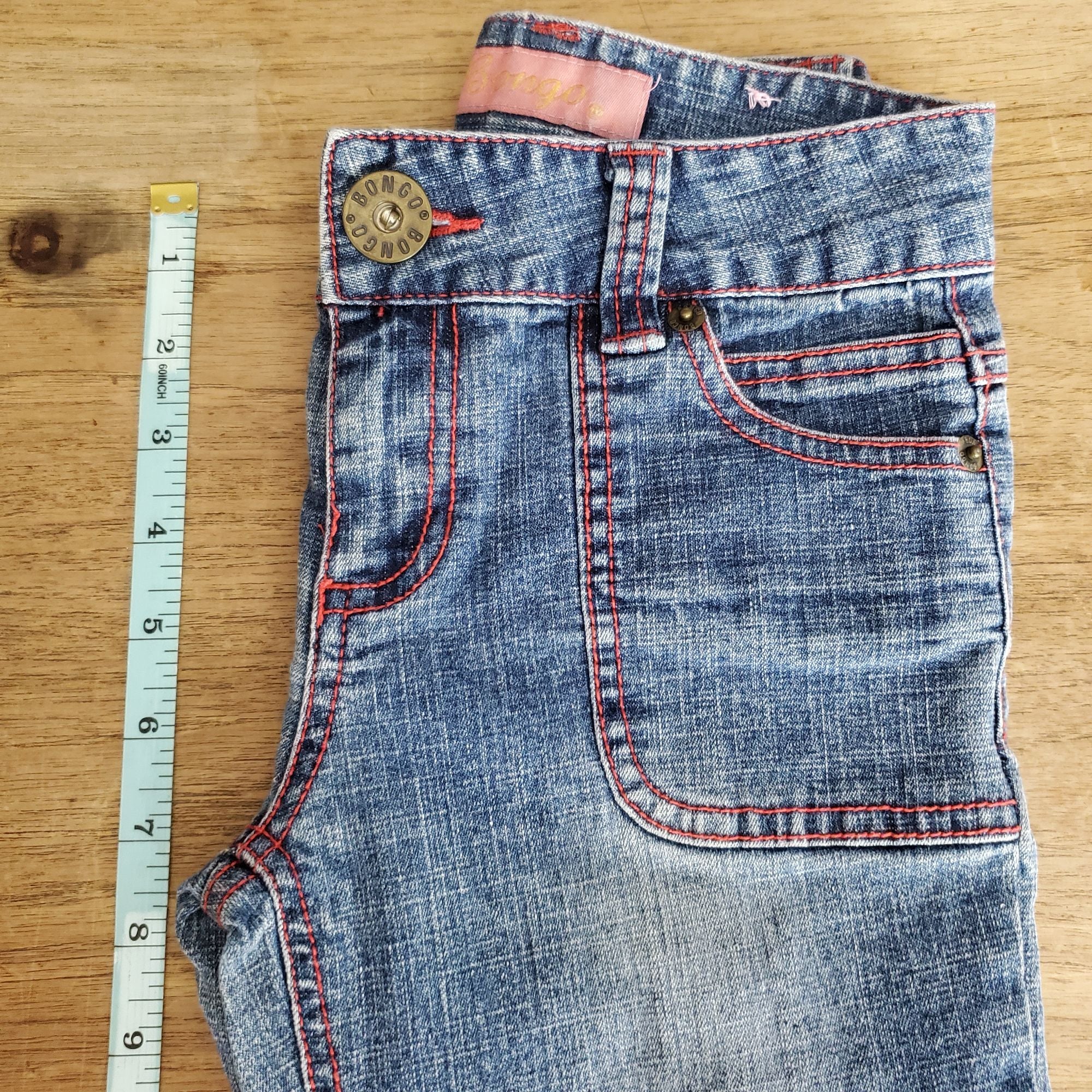 90s Blue Ramie Blend Embroidered Flare Jeans By Bongo - Image 9