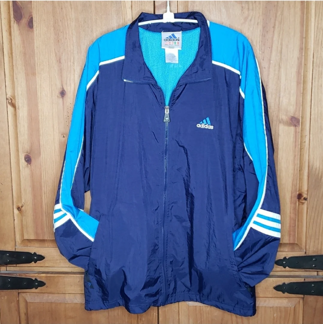 90s Blue Windbreaker Jacket By Adidas - Image 3