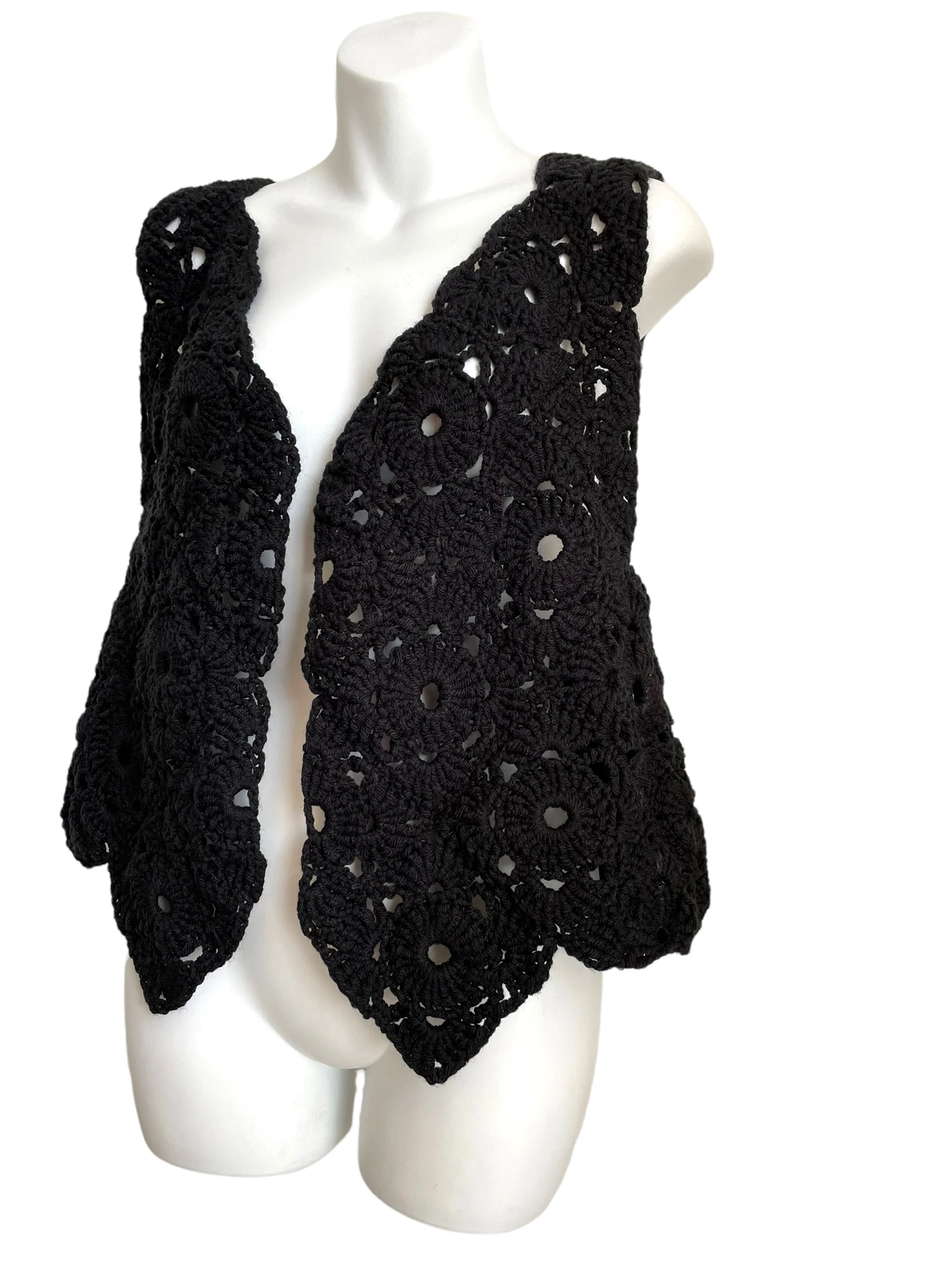 90s Boho Crochet Sleeveless Sweater Vest Handcrafted - Image 7