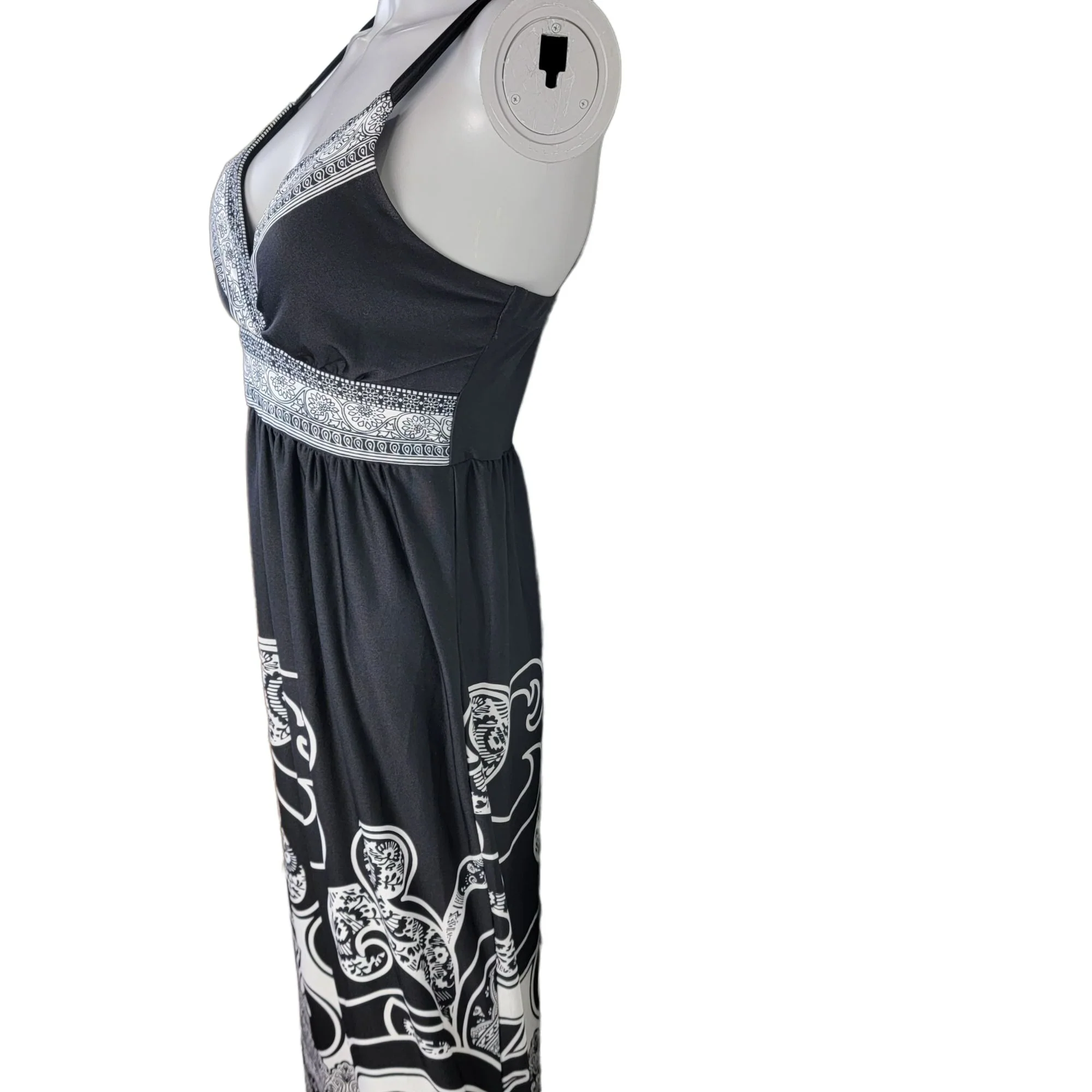 90s Empire Waist Sheath Maxi Dress Women Small 6 - Image 3