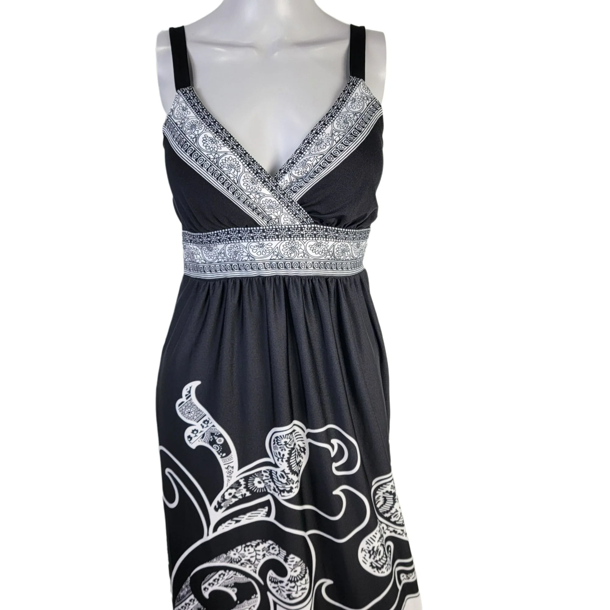90s Empire Waist Sheath Maxi Dress Women Small 6 - Image 4
