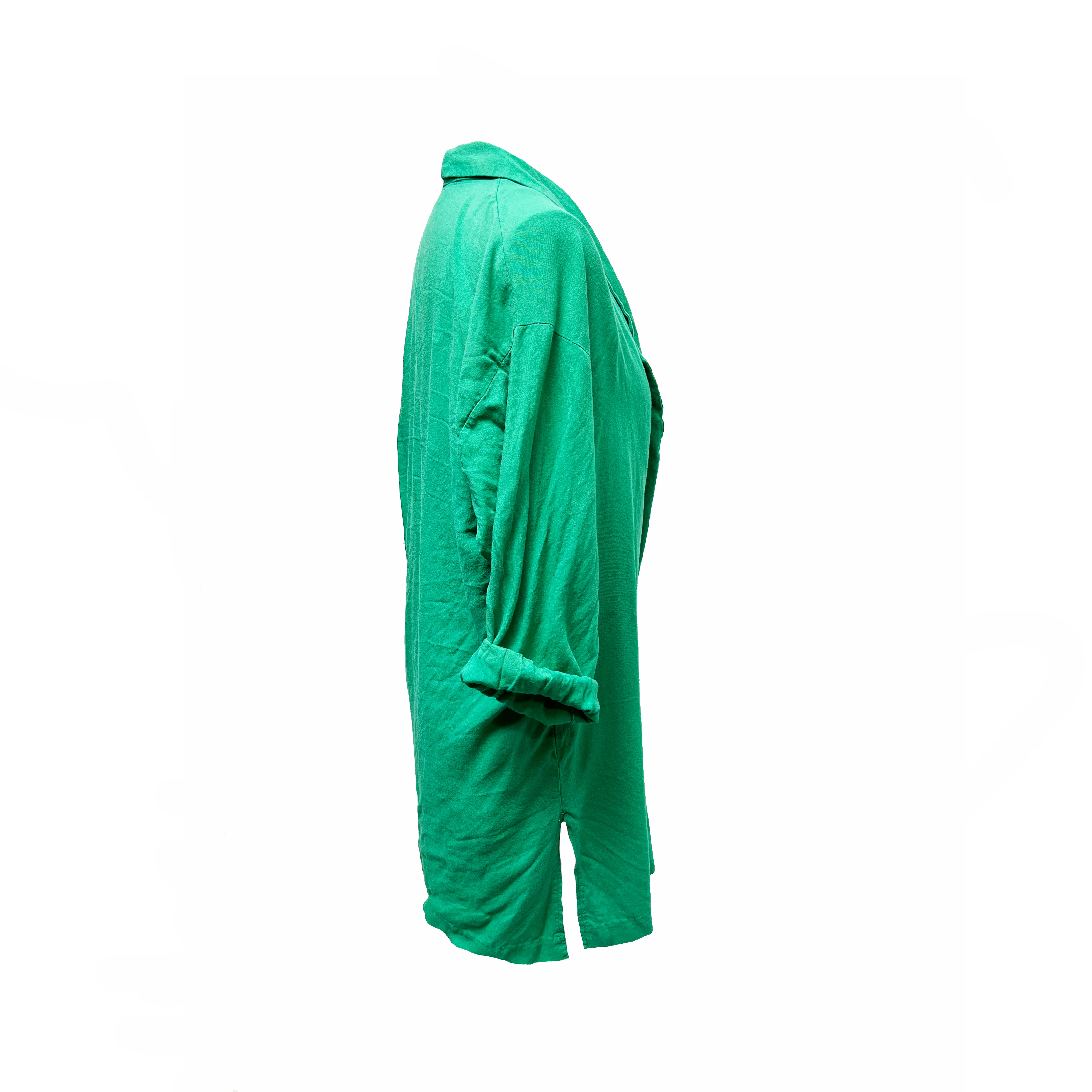 90s Bold Green Long Line Low Cut Shirt Blazer By Norton & Company - Image 3