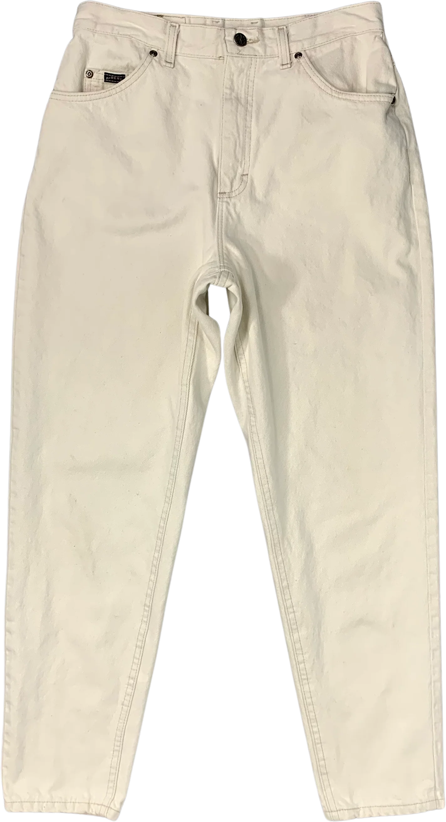 90s Bone White Denim High Waist Tapered Western Jeans By Lee