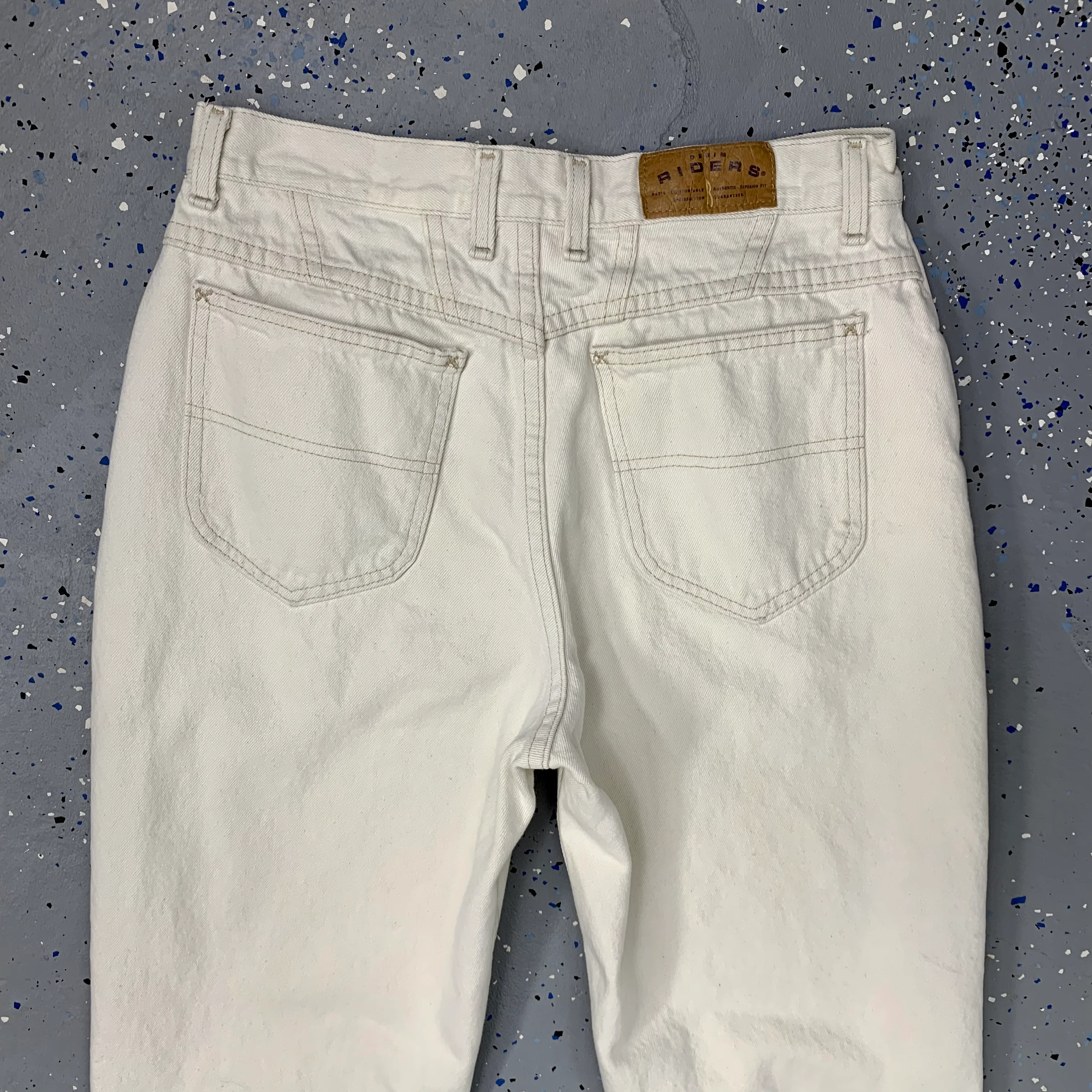 90s Bone White Denim High Waist Tapered Western Jeans By Lee - Image 6