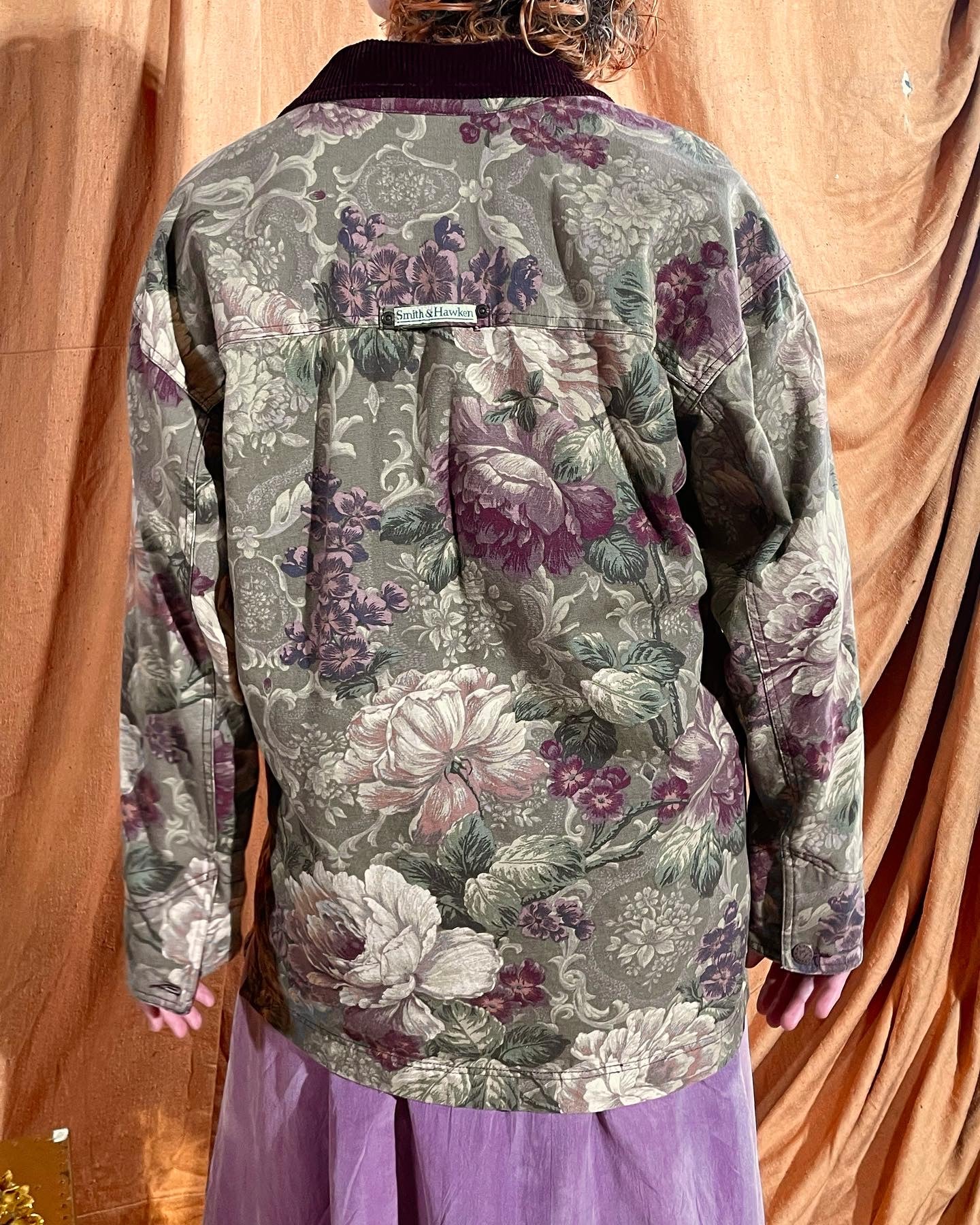 90s Botanical Baroque Floral Sepia Print Garden Coat By Smith & Hawken - Image 2