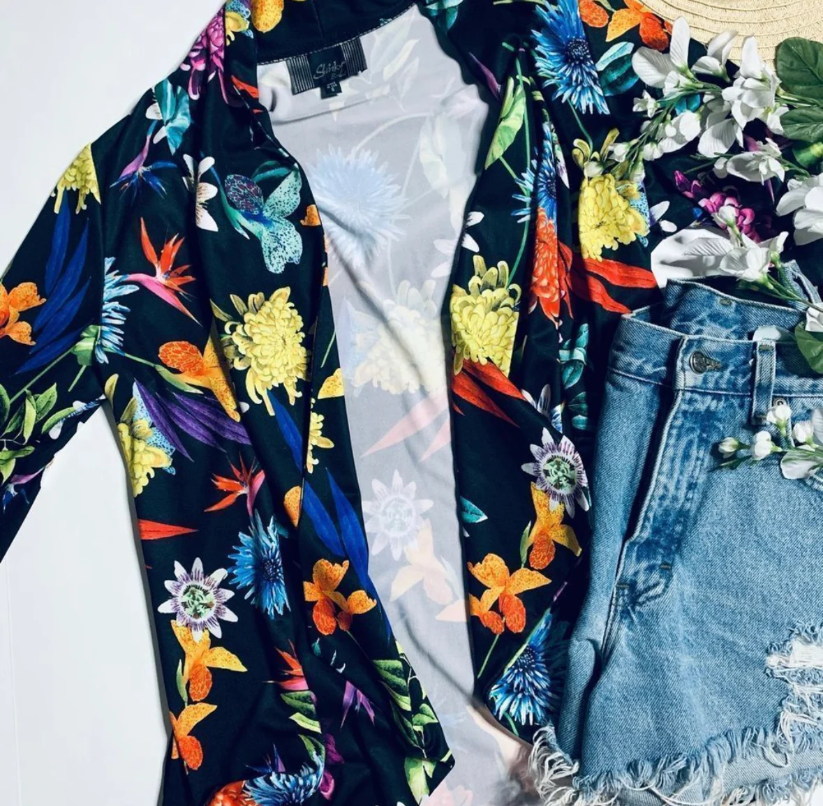 90s Bright Colorful Floral Print Blazer Top by Slinky Brand - Image 3