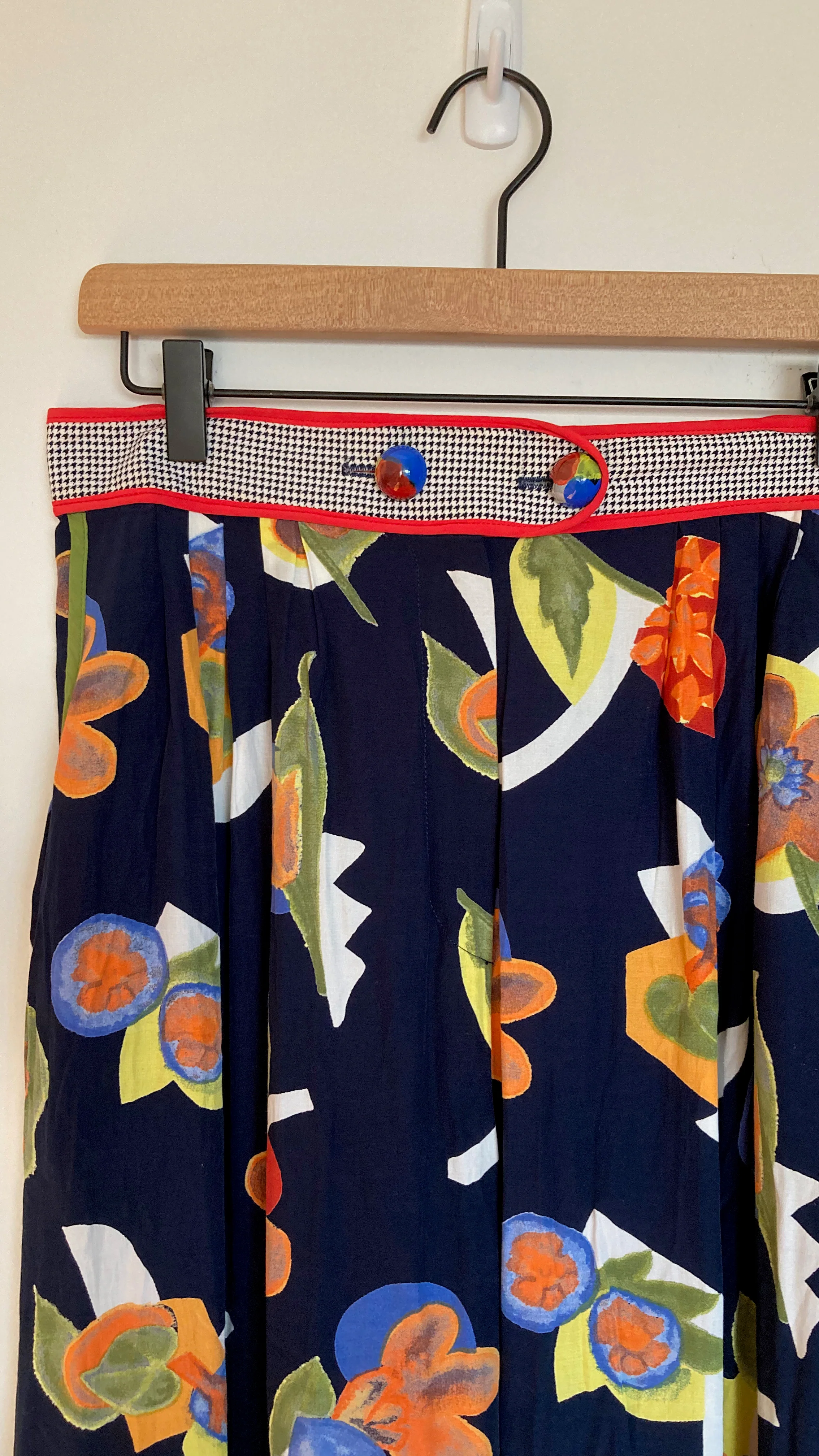90s Brightly Floral Print Wide Leg Elastic Waist Pants - Image 3
