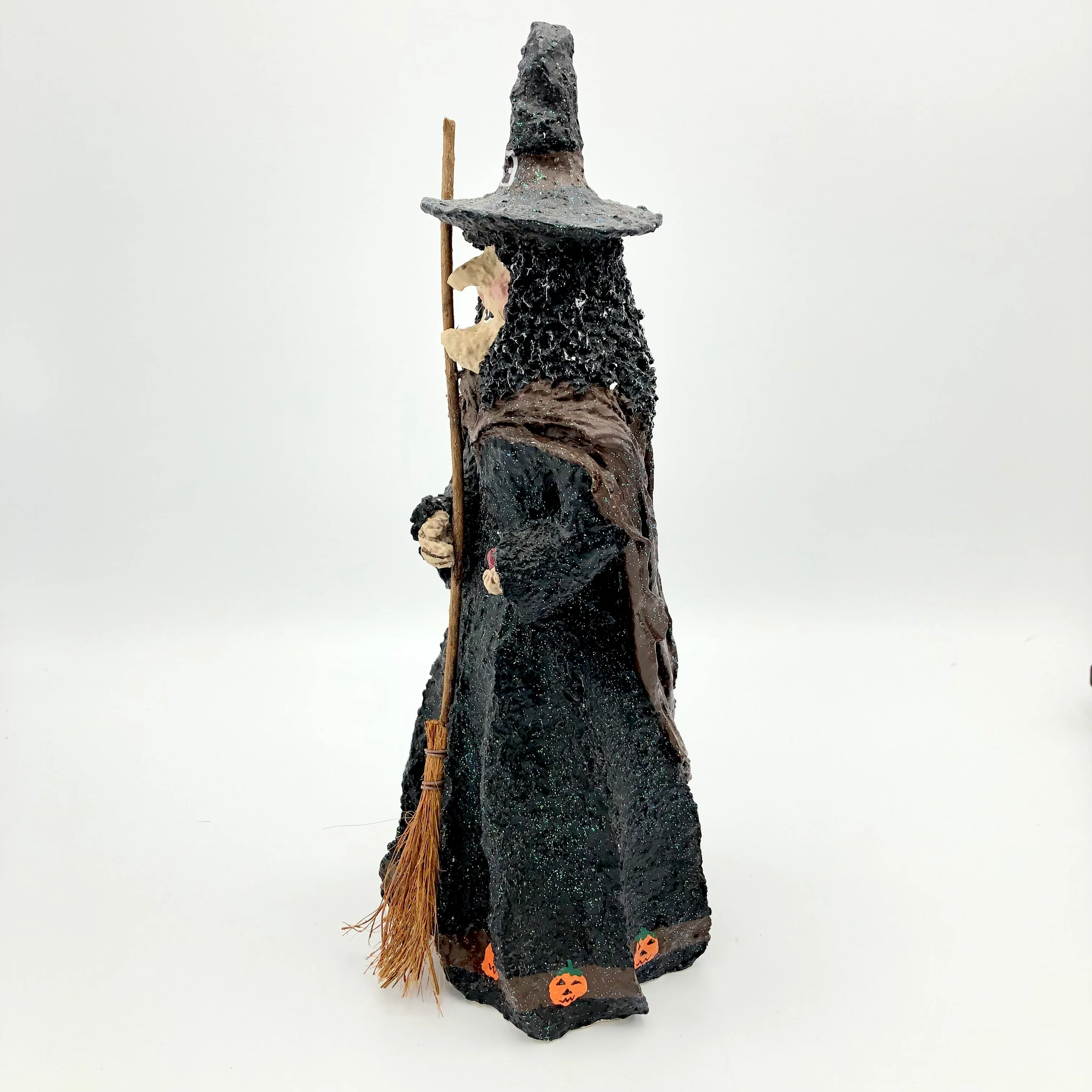 90s Broomsnickle Witch With Broom Halloween Figurine By Enesco - Image 6