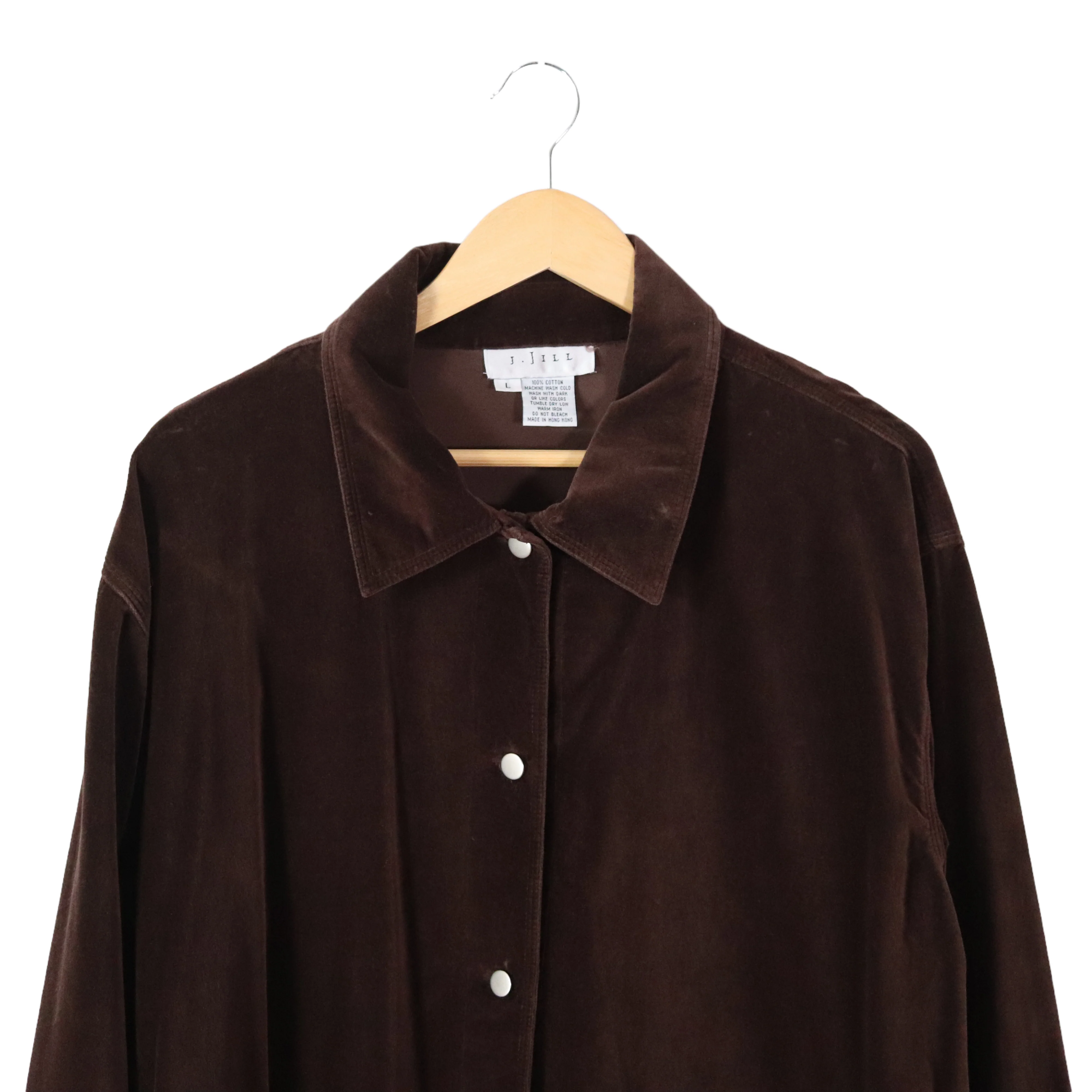 90s Brown 100% Cotton Velvet Boxy Unstructured Jacket By J.jill - Image 6