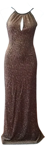 90s Brown Red Gold Glitter Gown By Niki by Niki Livas