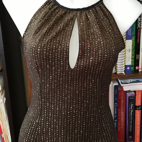 90s Brown Red Gold Glitter Gown By Niki by Niki Livas - Image 4